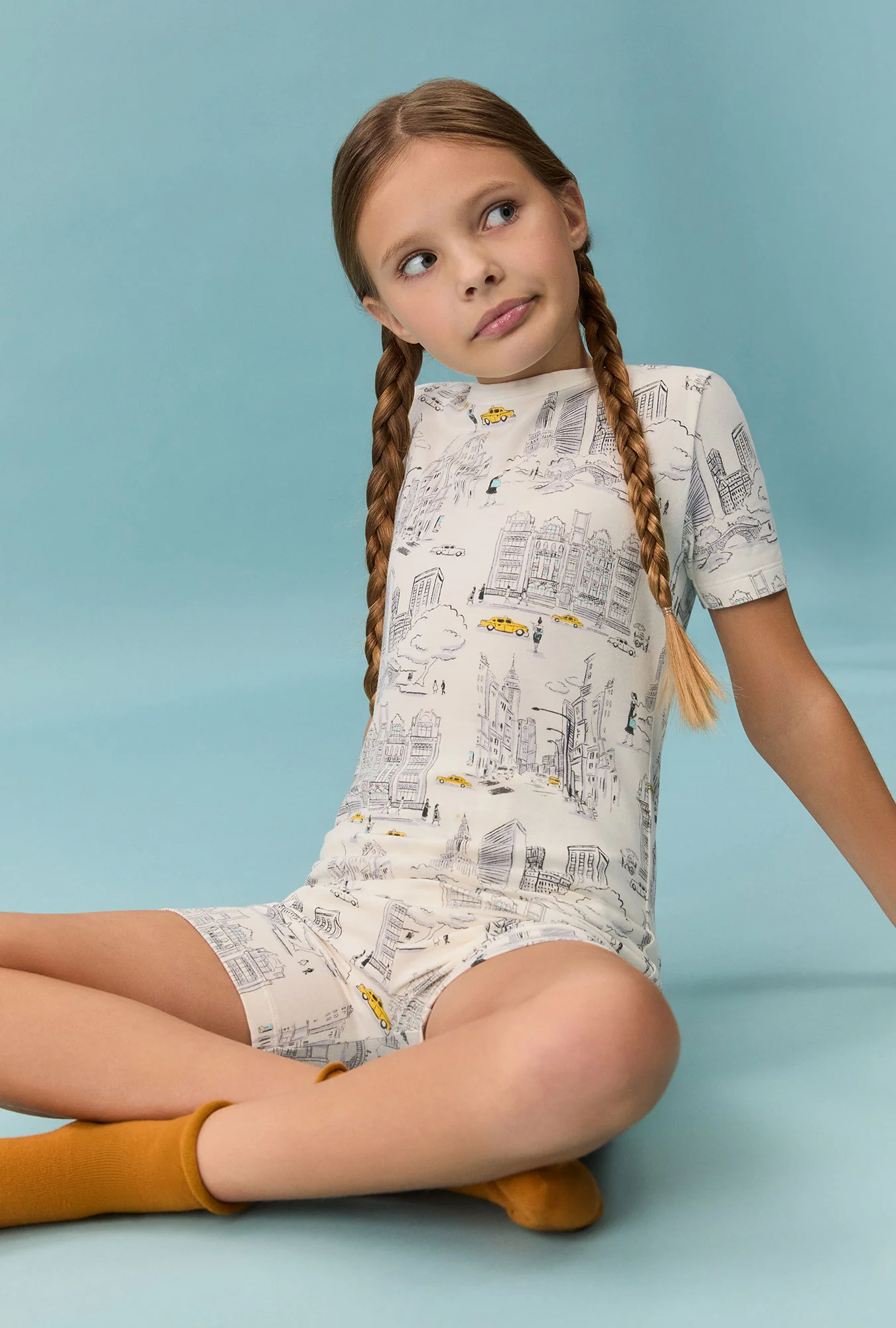 City That Never Sleeps Short Sleeve Stretch Jersey Kids Short PJ Set