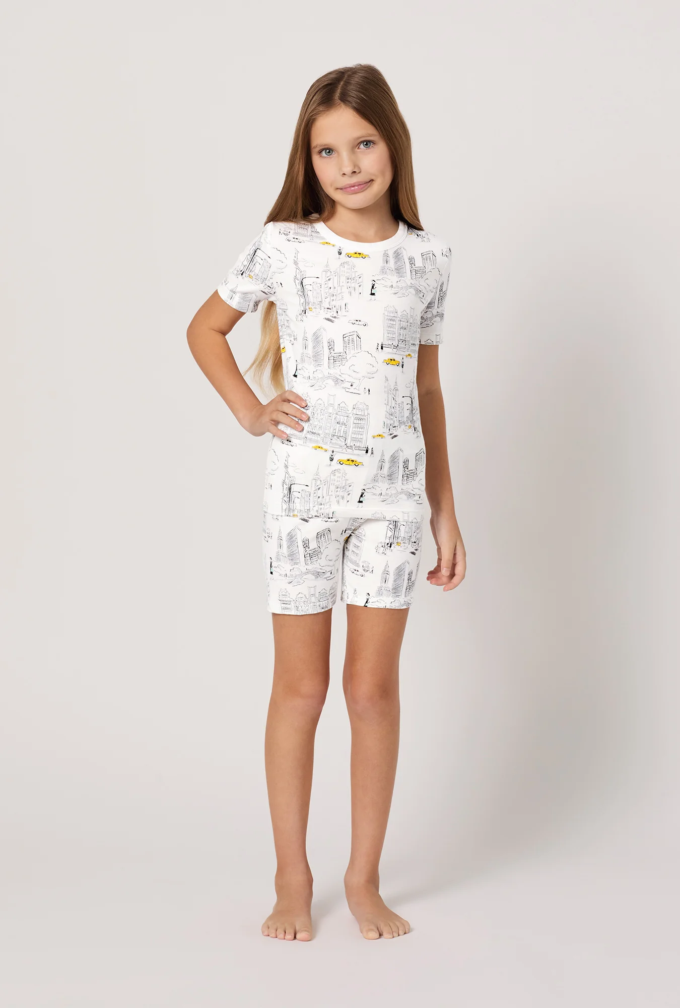 City That Never Sleeps Short Sleeve Stretch Jersey Kids Short PJ Set - Image 4