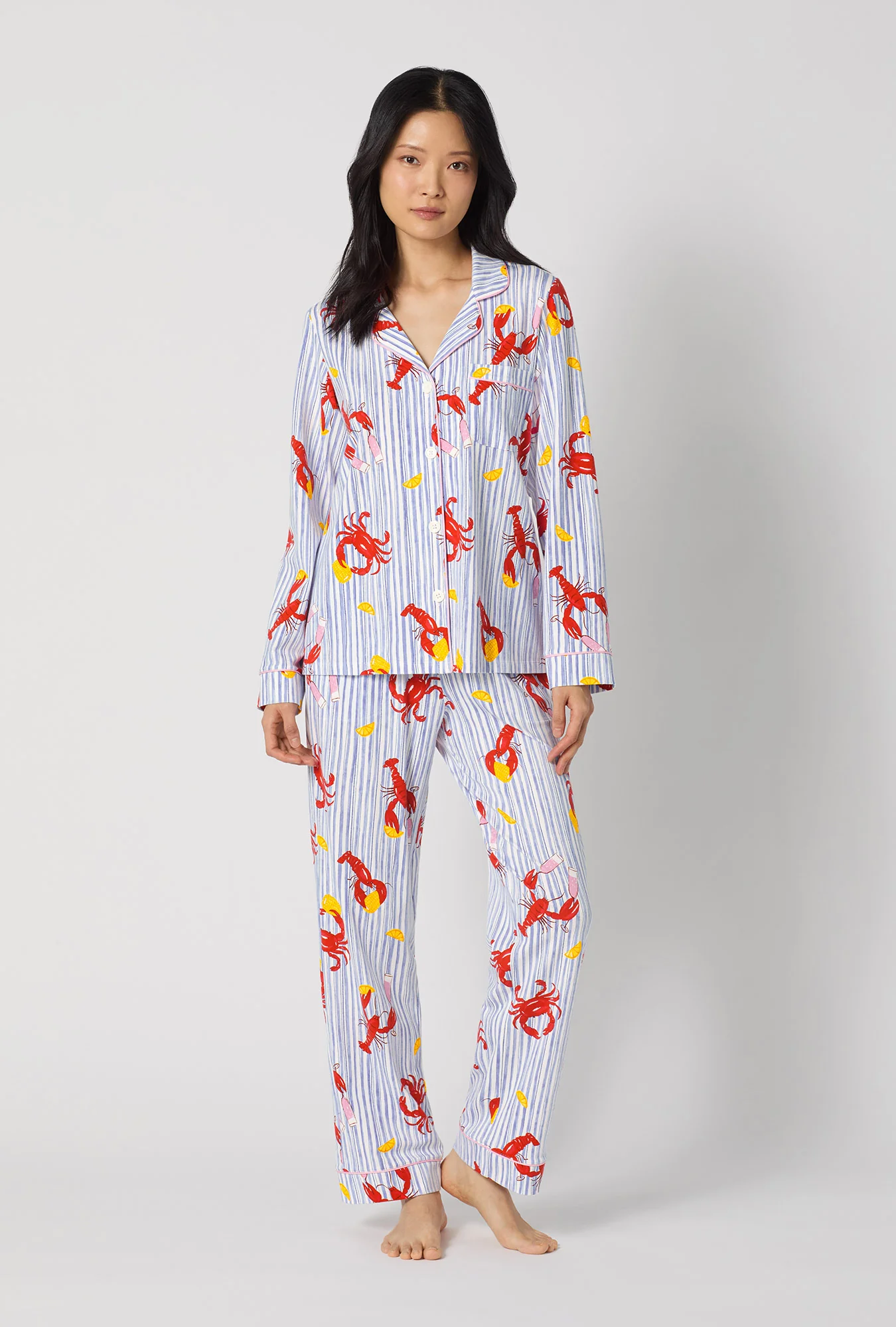 Coastal Feast Long Sleeve Classic Stretch Jersey Pj Set