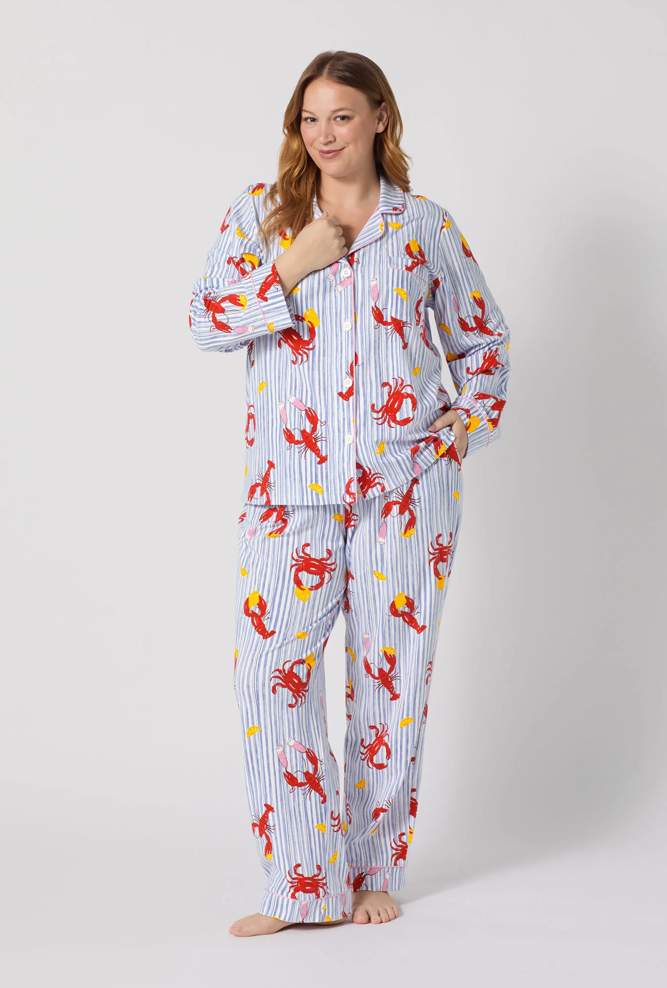 Coastal Feast Long Sleeve Classic Stretch Jersey Pj Set - Image 5