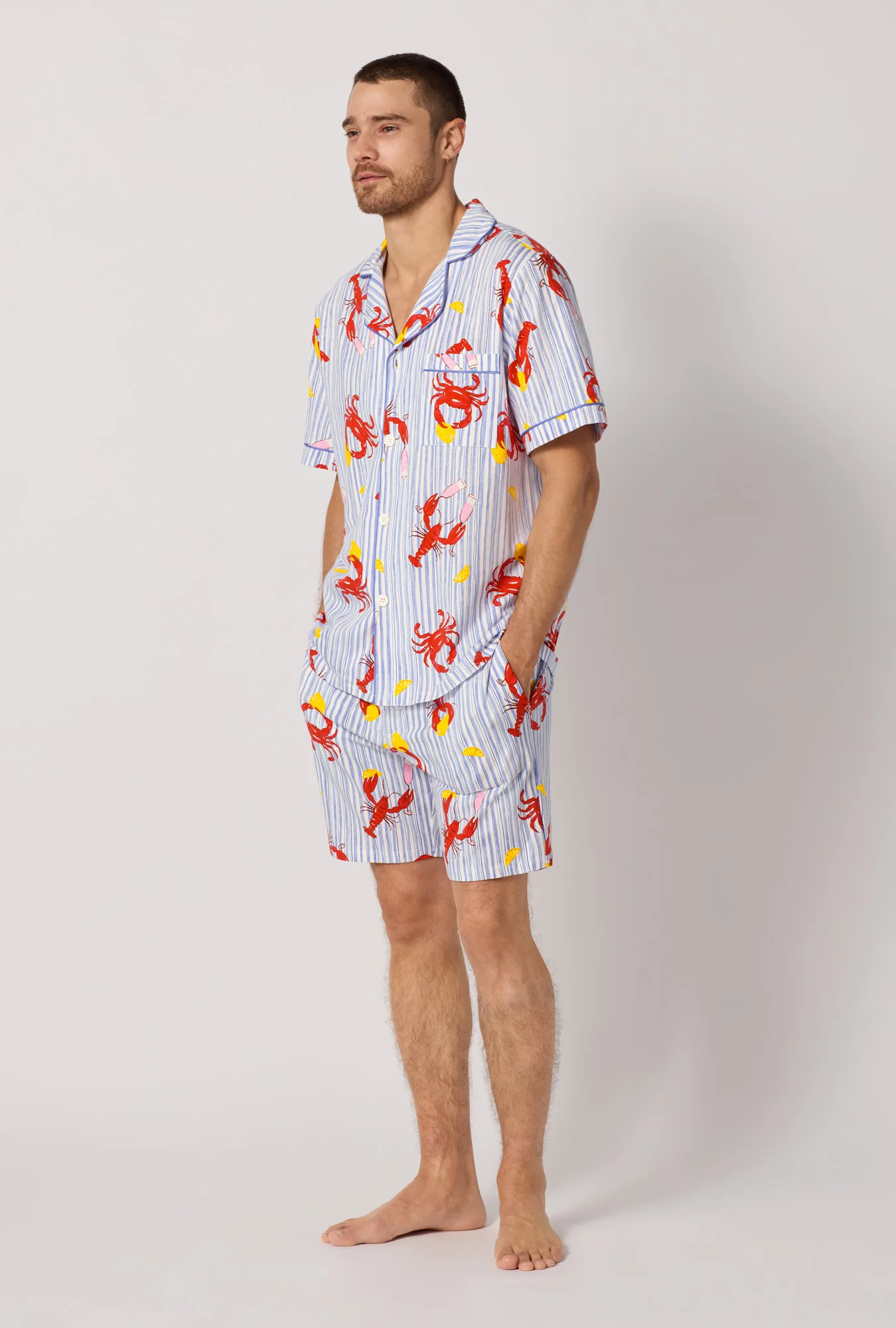 Coastal Feast Men's Short Sleeve Classic Stretch Jersey Short Pj Set - Image 2