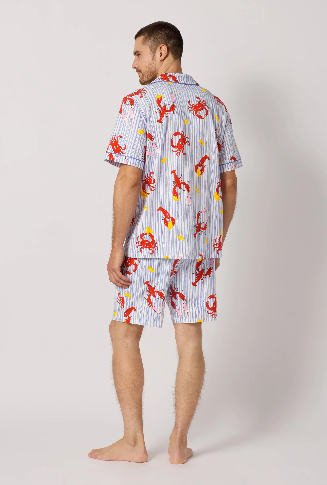 Coastal Feast Men's Short Sleeve Classic Stretch Jersey Short Pj Set - Image 4