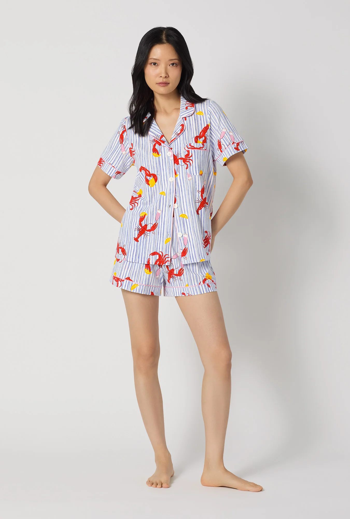 Coastal Feast Short Sleeve Classic Shorty Stretch Jersey Pj Set