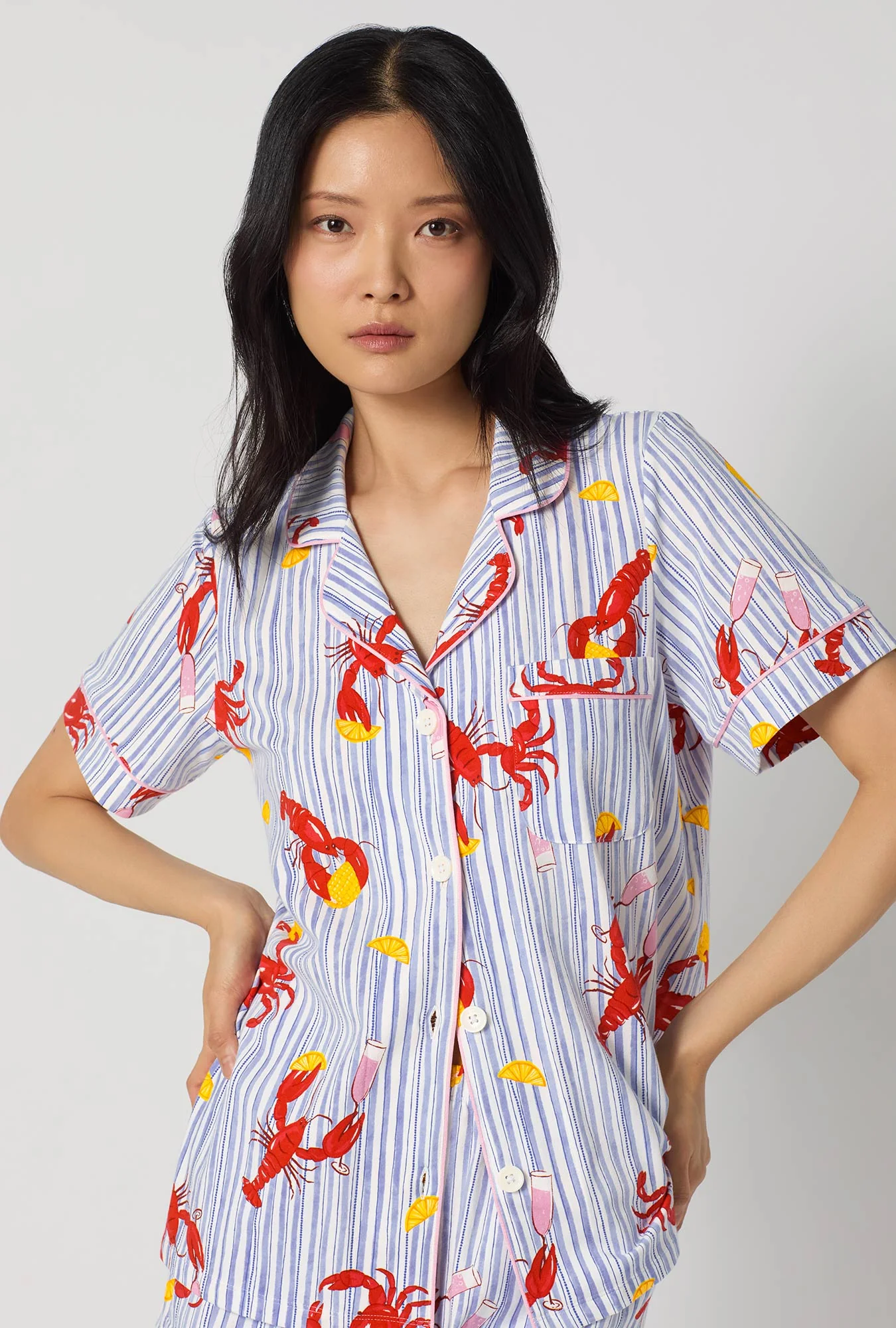 Coastal Feast Short Sleeve Classic Shorty Stretch Jersey Pj Set - Image 3