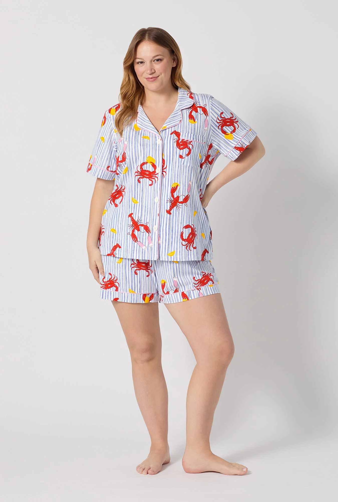 Coastal Feast Short Sleeve Classic Shorty Stretch Jersey Pj Set - Image 5