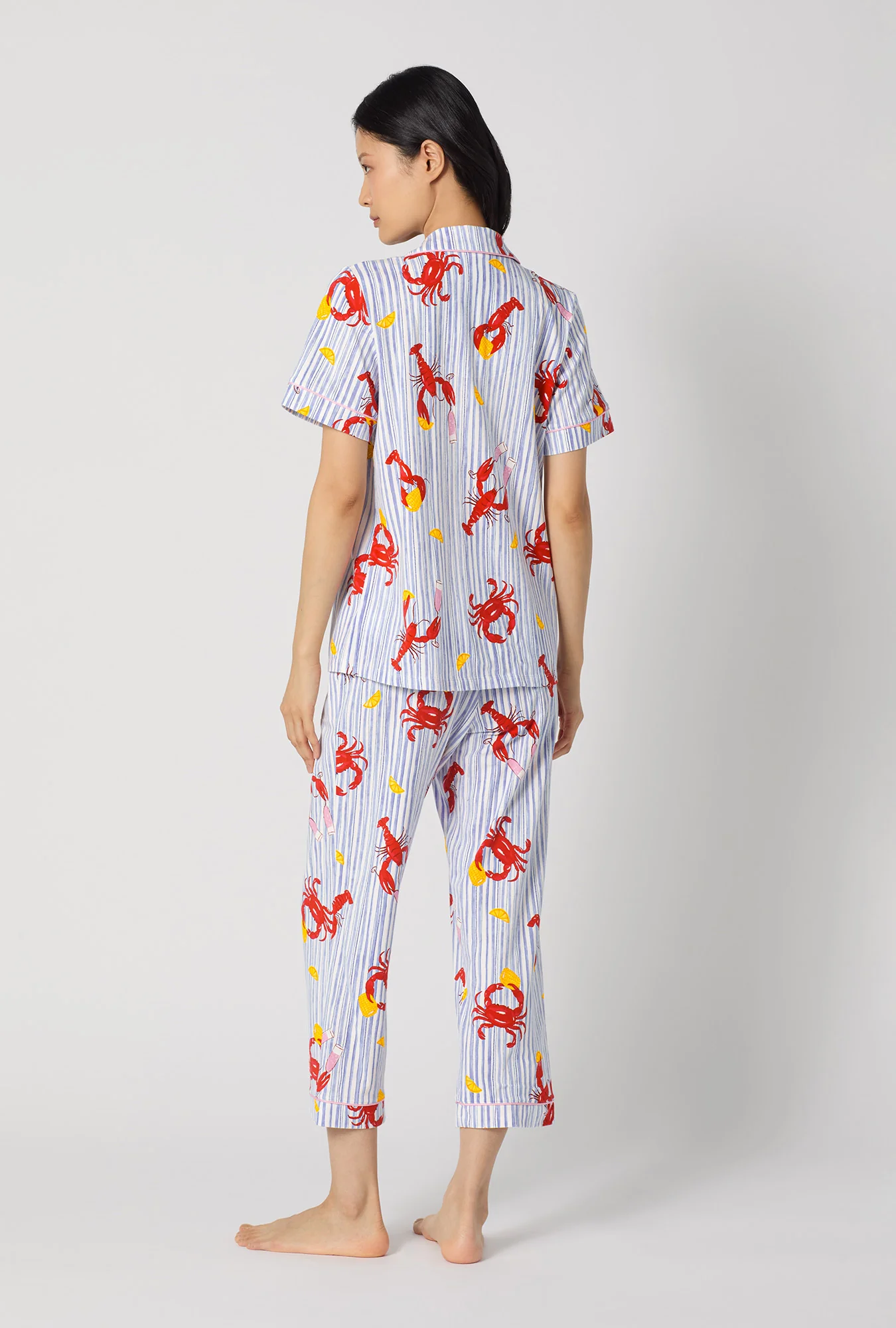 Coastal Feast Short Sleeve Classic Stretch Jersey Cropped Pj Set - Image 4
