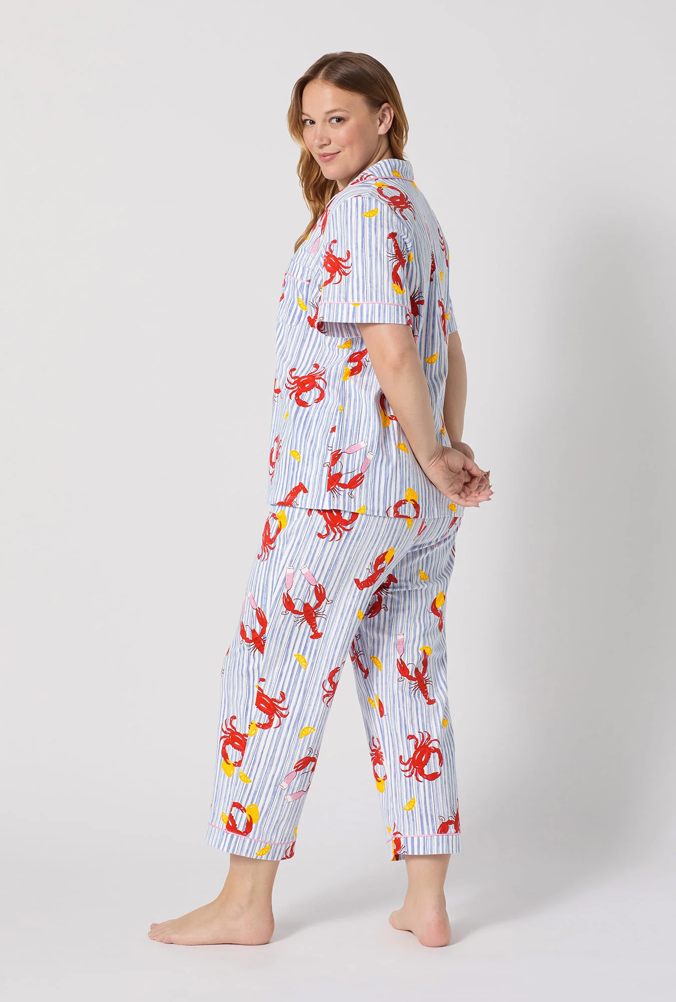 Coastal Feast Short Sleeve Classic Stretch Jersey Cropped Pj Set - Image 7