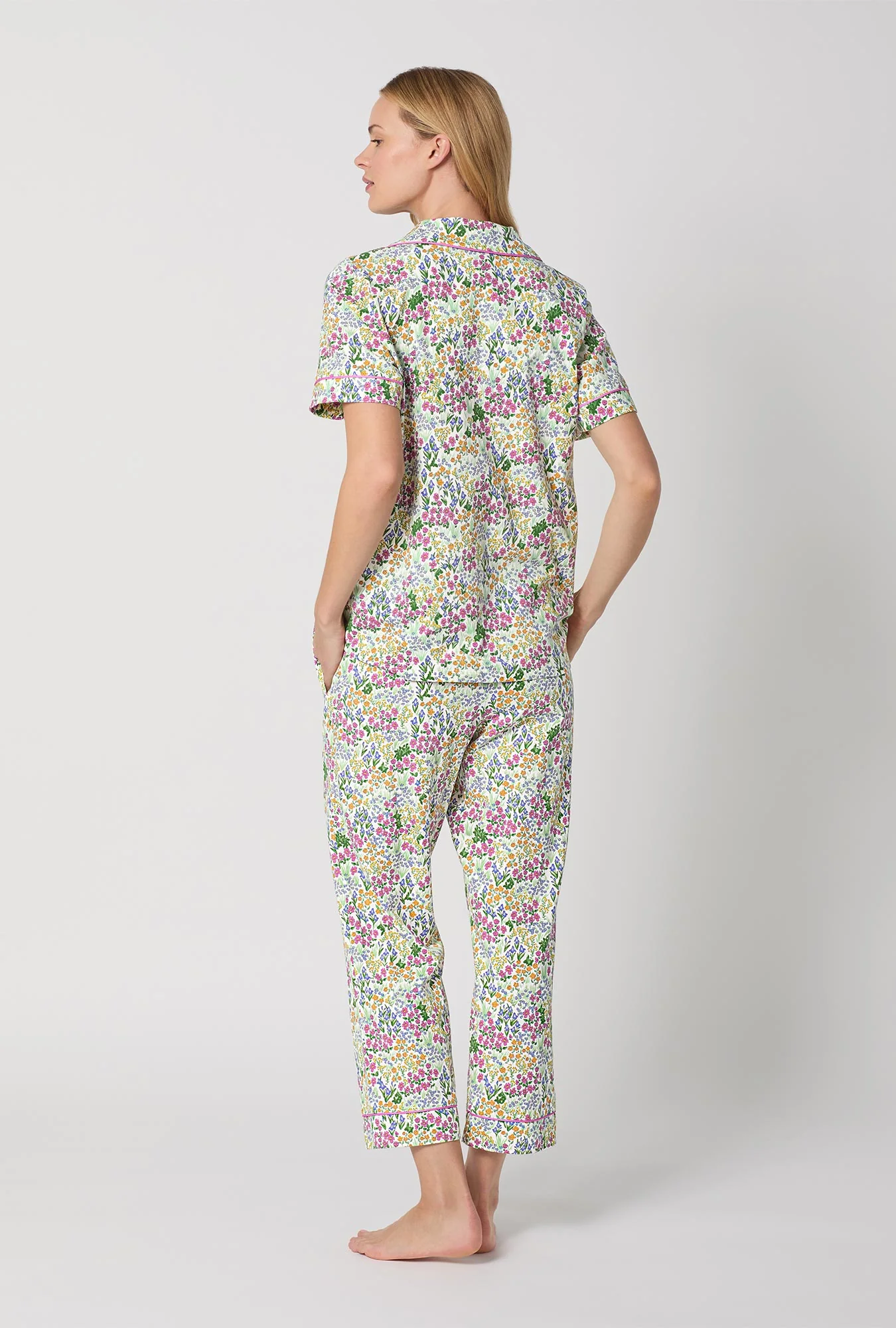Cottage Garden Short Sleeve Classic Stretch Jersey Cropped PJ Set - Image 4