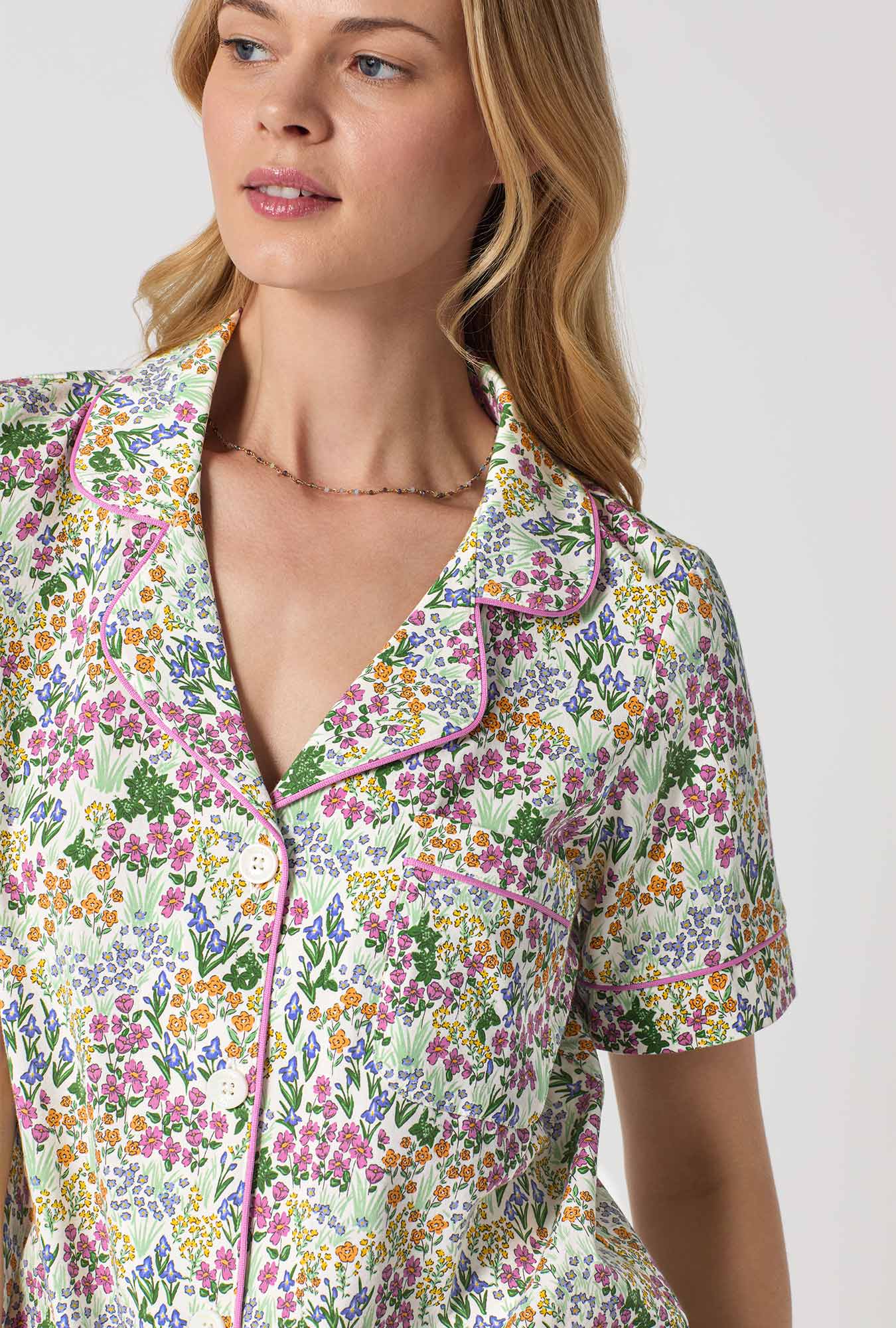 Cottage Garden Short Sleeve Classic Stretch Jersey Cropped PJ Set - Image 5