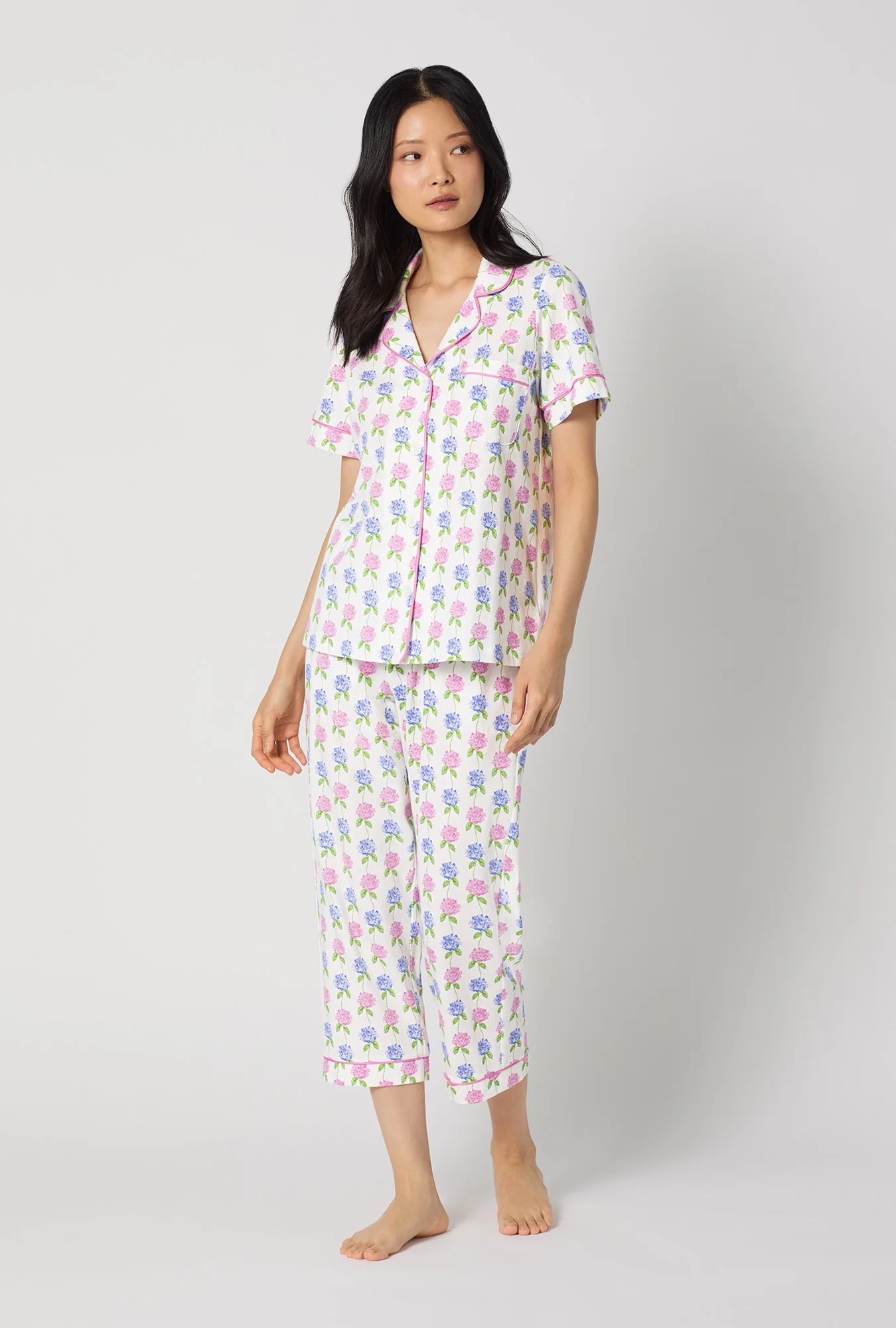 Cottage Parlor Short Sleeve Classic Stretch Jersey Cropped Pj Set