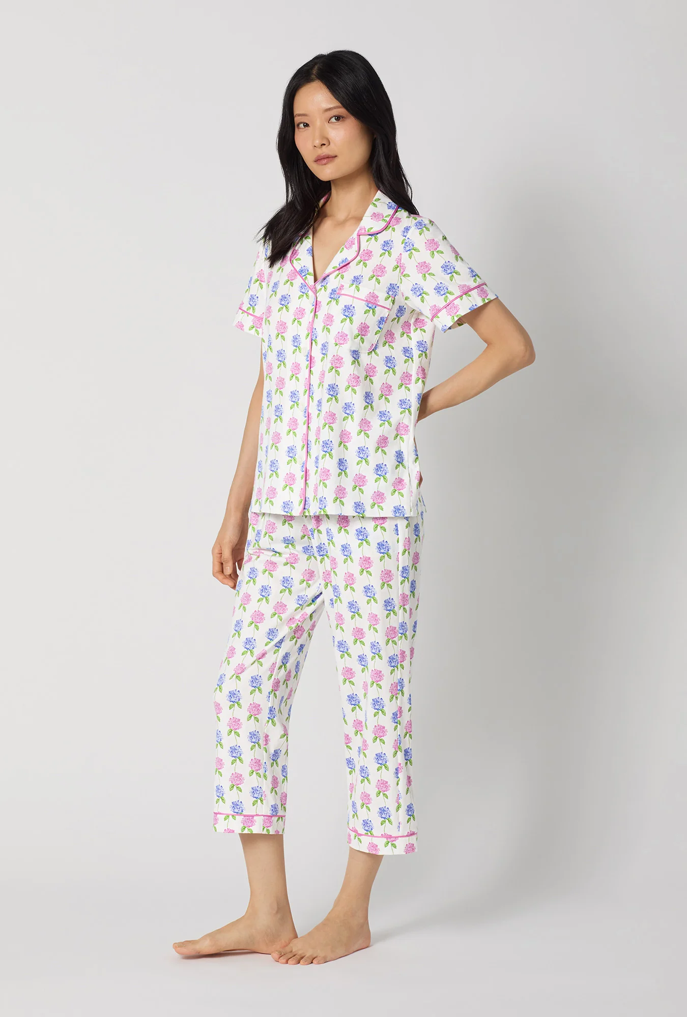 Cottage Parlor Short Sleeve Classic Stretch Jersey Cropped Pj Set - Image 2