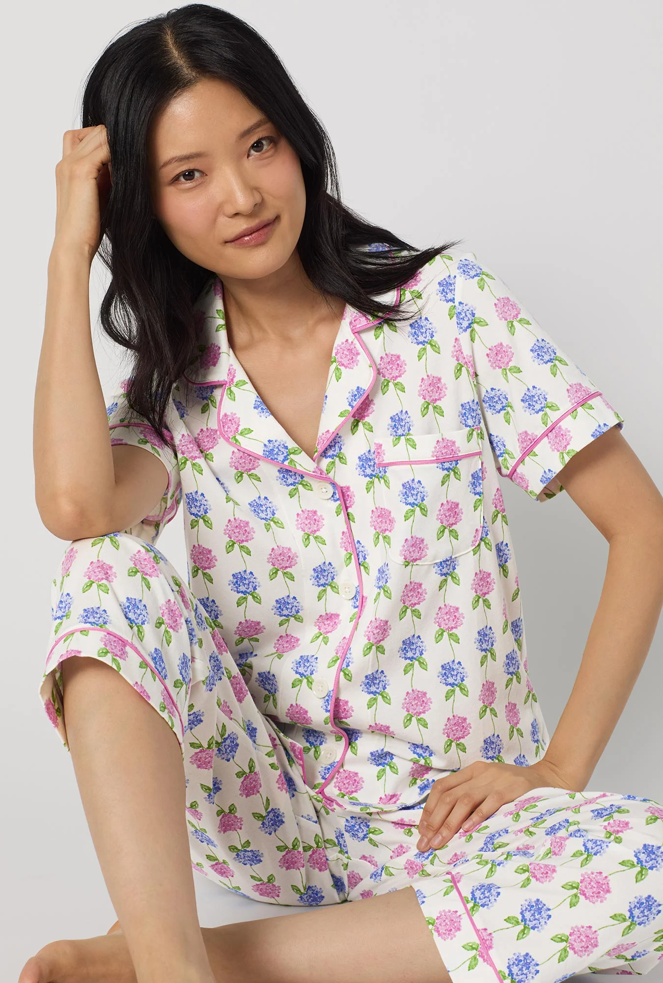 Cottage Parlor Short Sleeve Classic Stretch Jersey Cropped Pj Set - Image 3