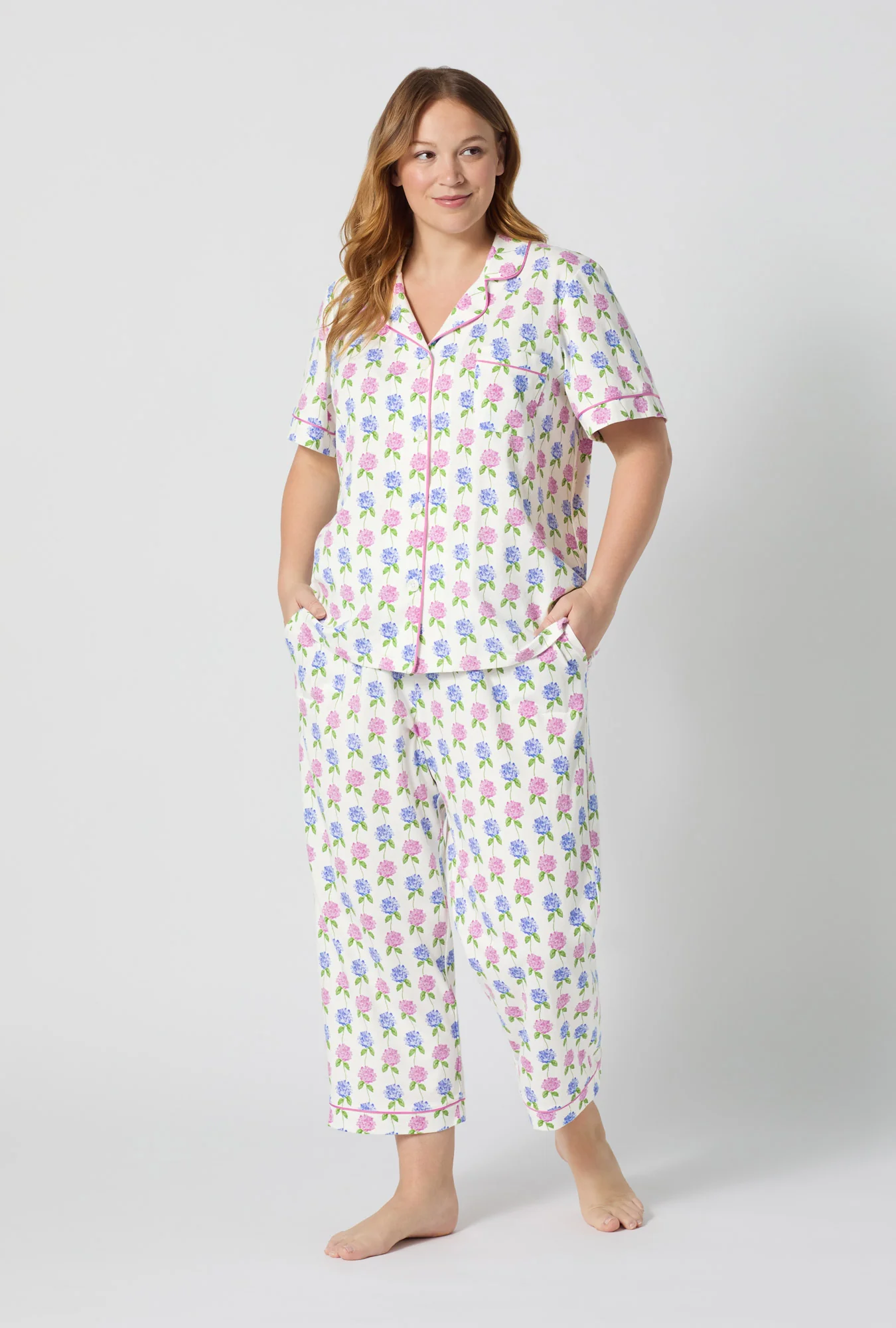 Cottage Parlor Short Sleeve Classic Stretch Jersey Cropped Pj Set - Image 5