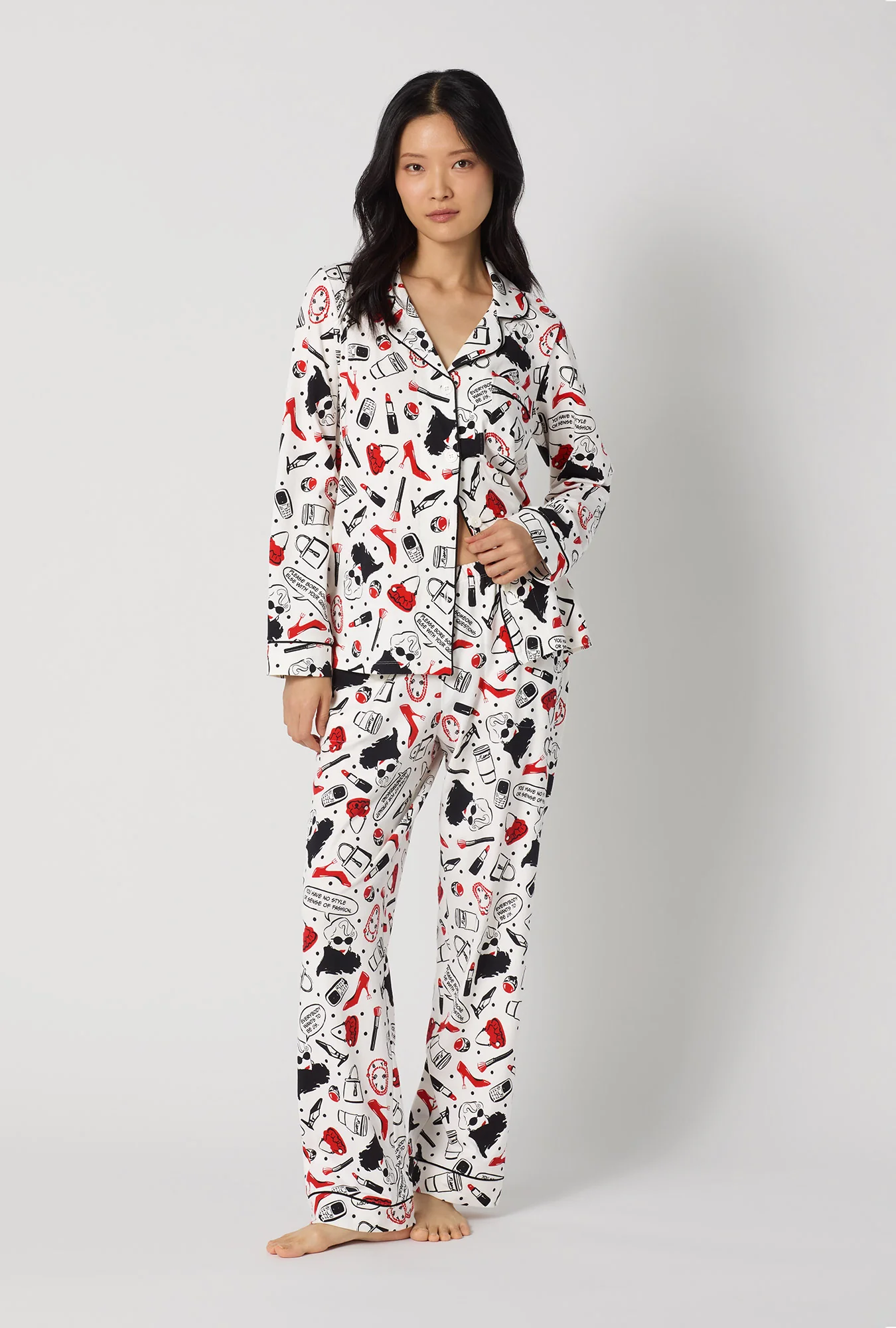 Devil Wears Prada Long Sleeve Classic Stretch Jersey Pj Set