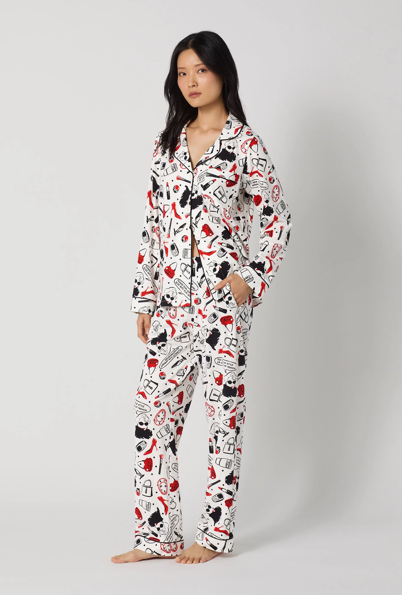 Devil Wears Prada Long Sleeve Classic Stretch Jersey Pj Set - Image 2