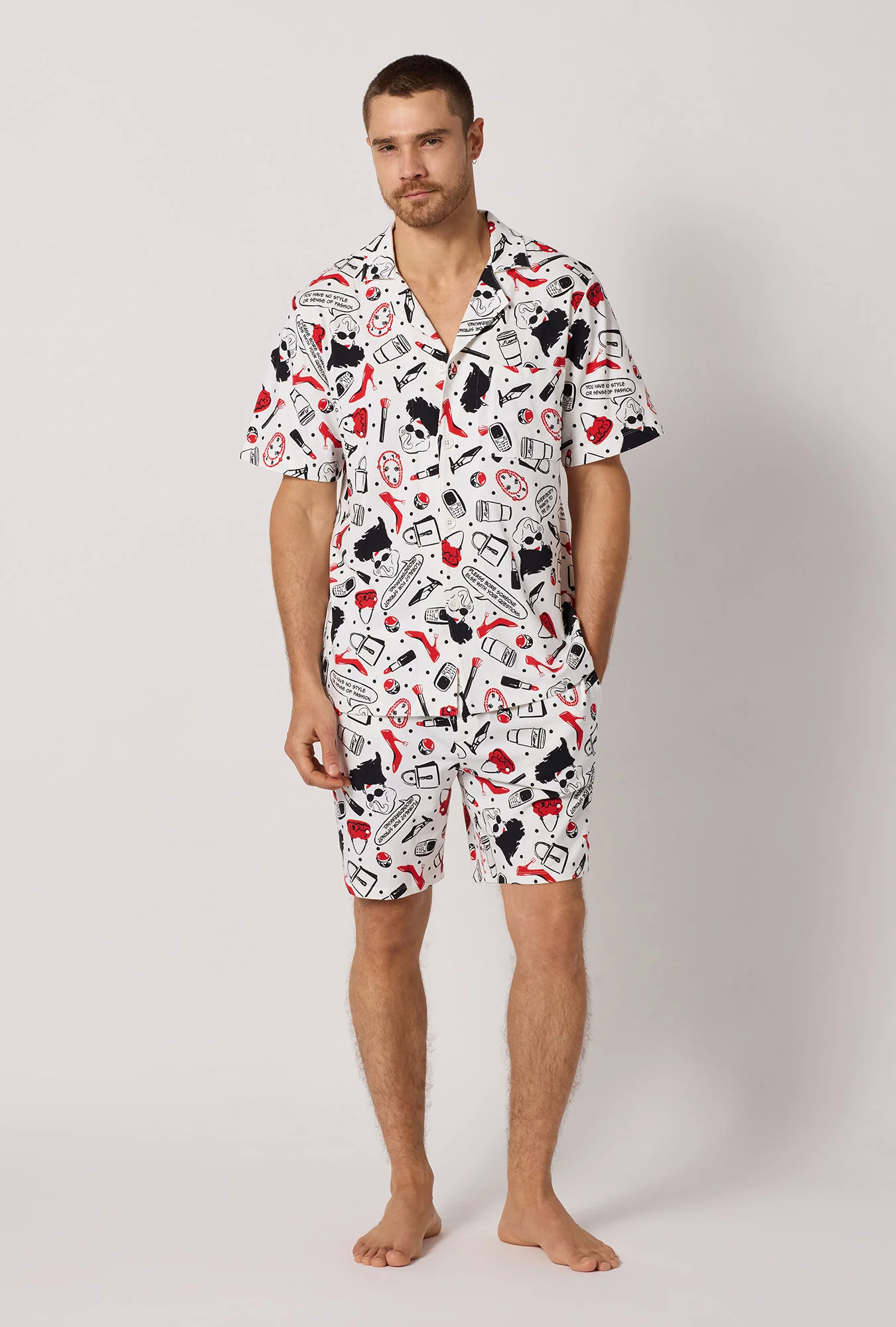 Devil Wears Prada Men's Short Sleeve Classic Stretch Jersey Short PJ Set