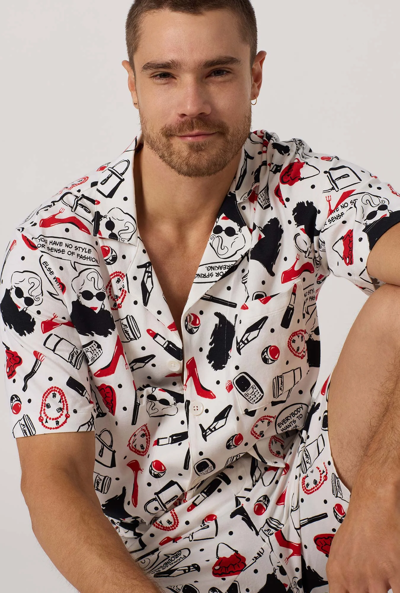 Devil Wears Prada Men's Short Sleeve Classic Stretch Jersey Short PJ Set - Image 3