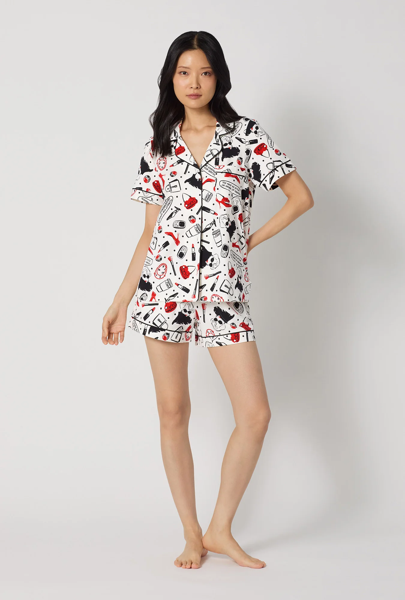 Devil Wears Prada Short Sleeve Classic Shorty Stretch Jersey Pj Set