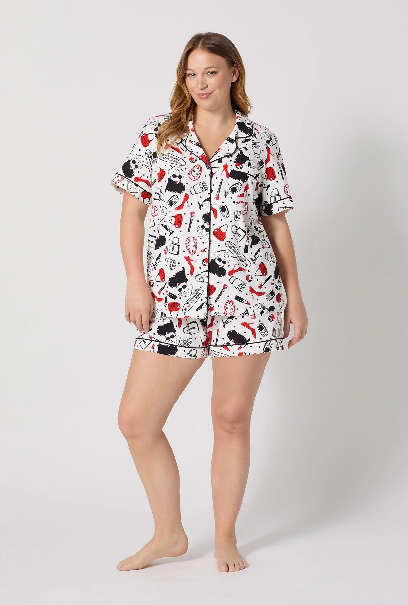 Devil Wears Prada Short Sleeve Classic Shorty Stretch Jersey Pj Set - Image 5