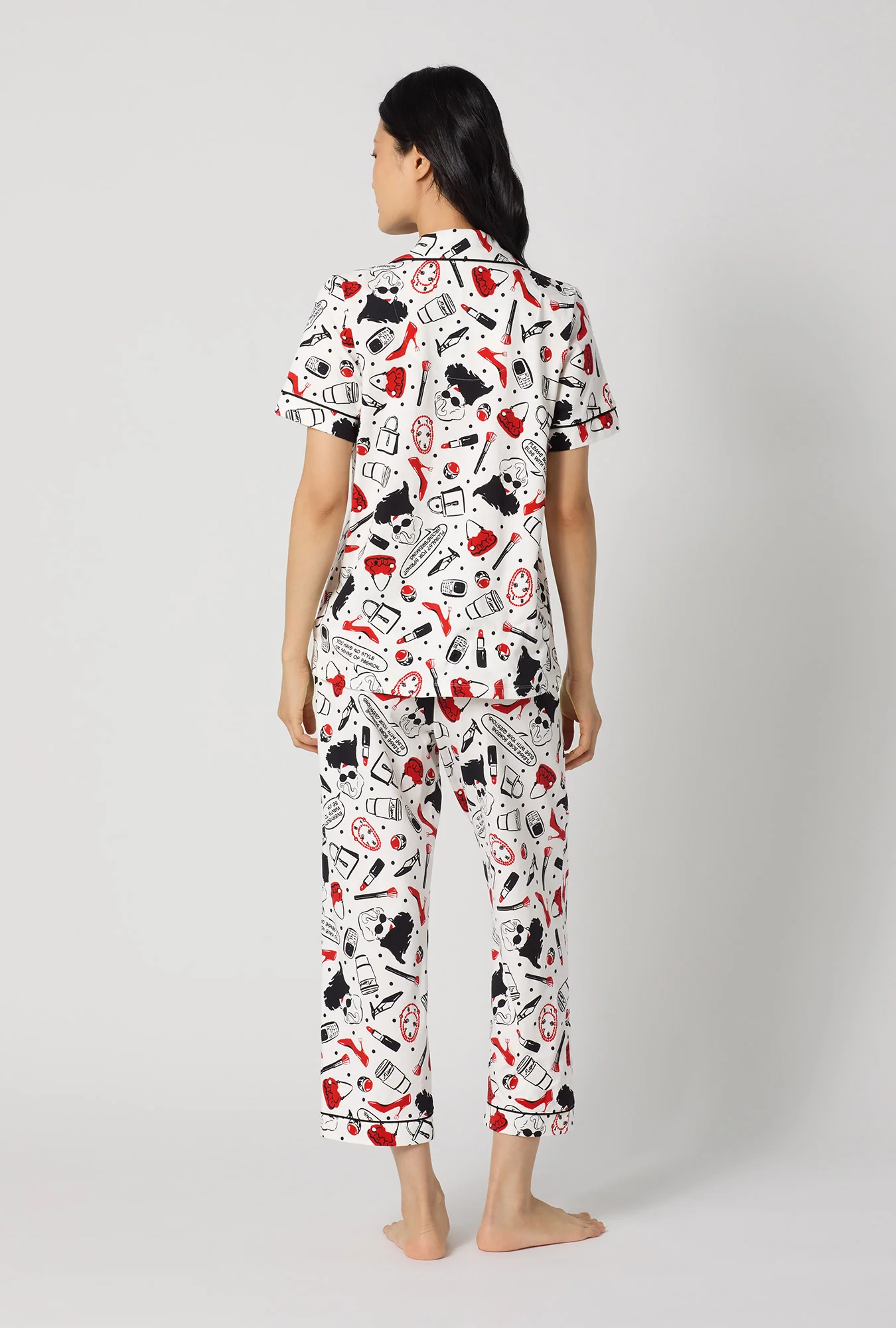Devil Wears Prada Short Sleeve Classic Stretch Jersey Cropped Pj Set - Image 4