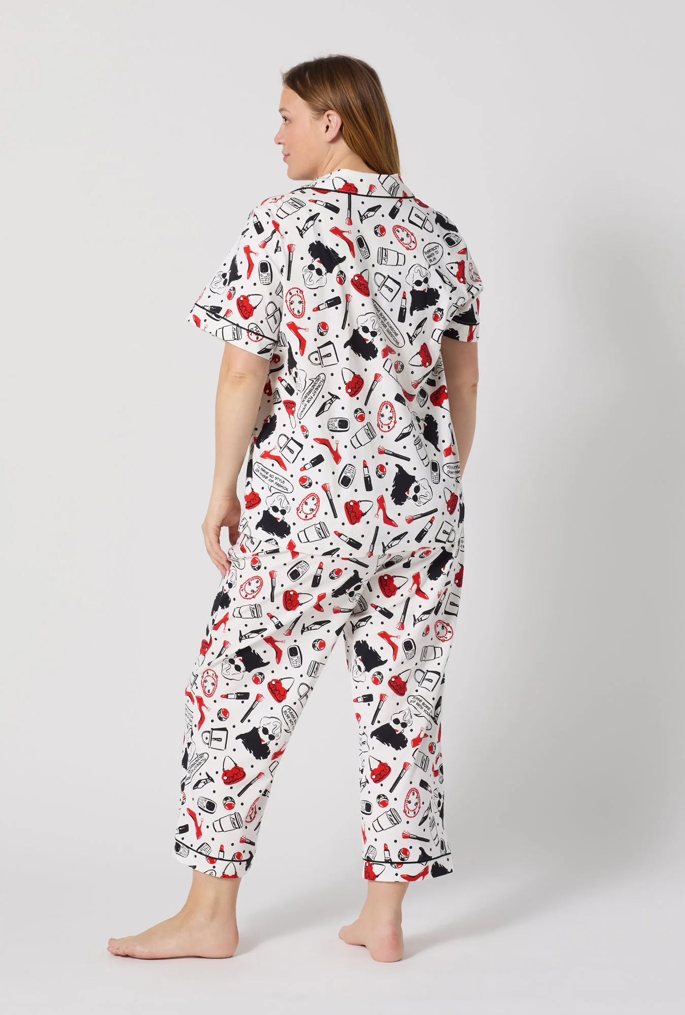 Devil Wears Prada Short Sleeve Classic Stretch Jersey Cropped Pj Set - Image 6
