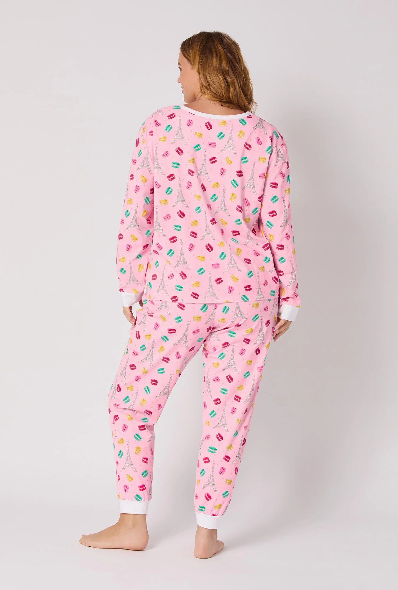 Eiffel For You Long Sleeve Pullover Crew And Jogger Stretch Jersey Pj Set - Image 6