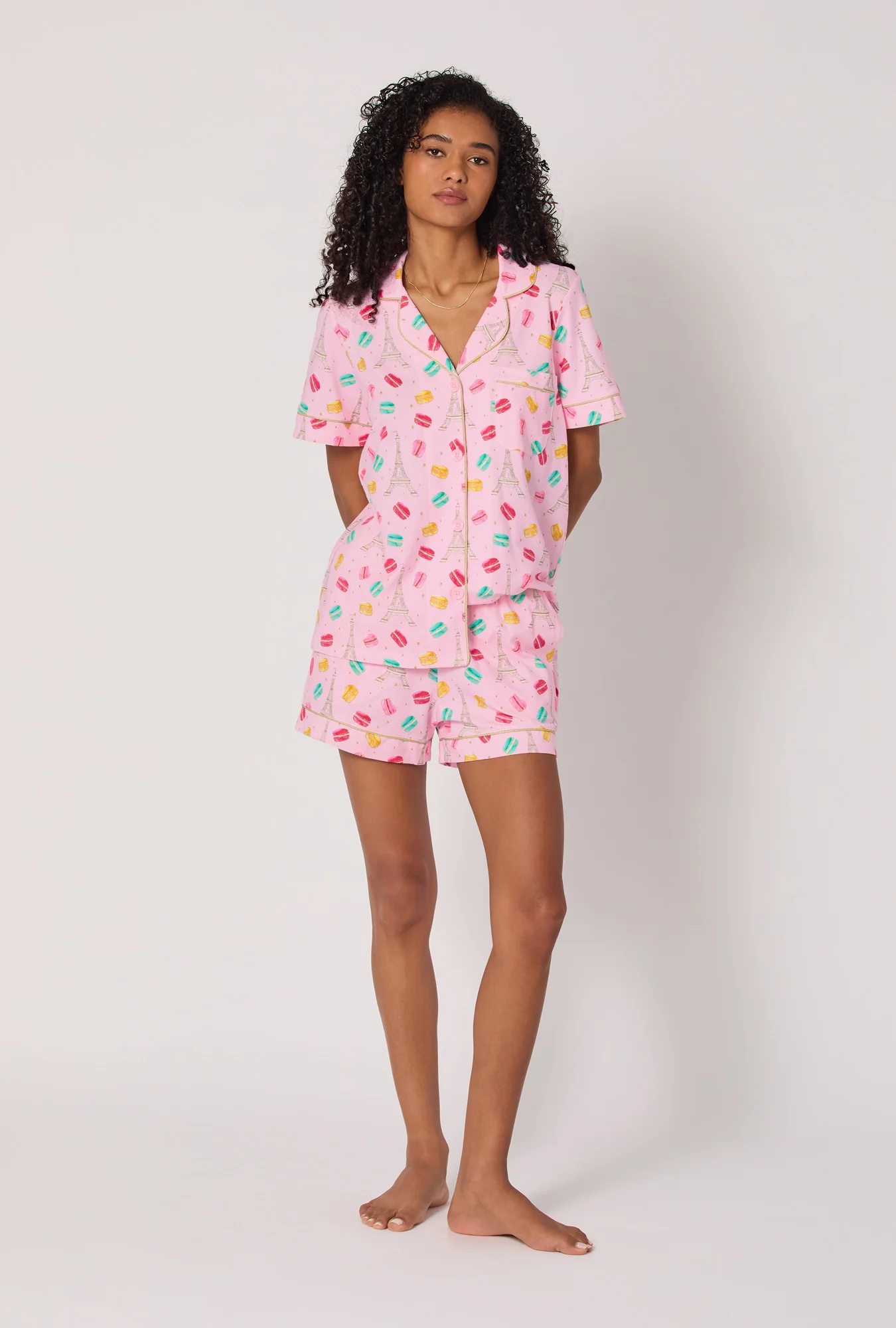 Eiffel For You Short Sleeve Classic Shorty Stretch Jersey Pj Set