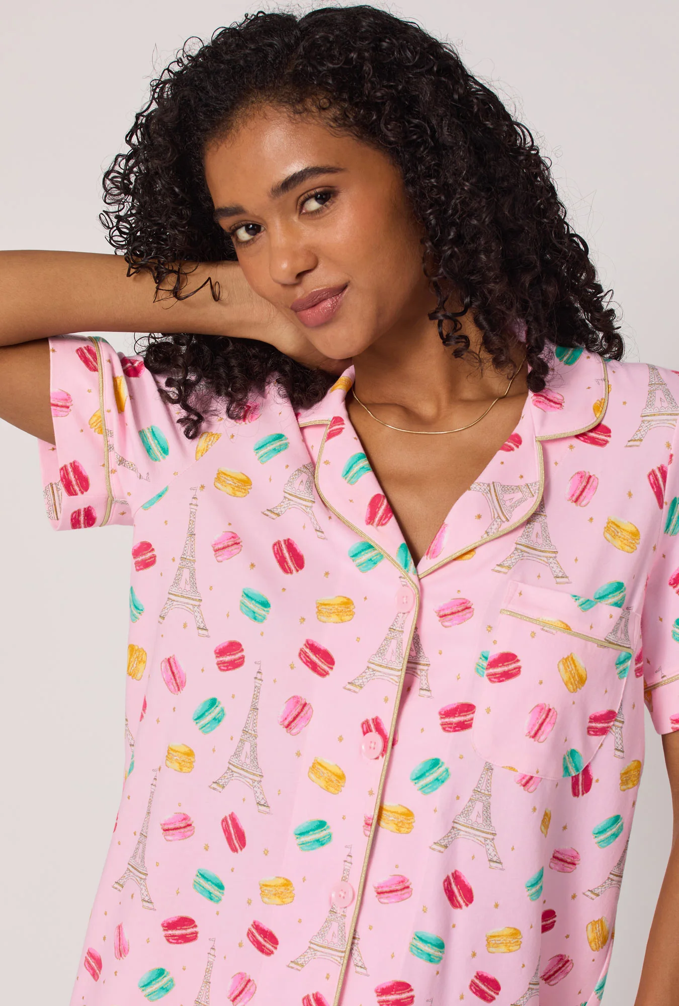 Eiffel For You Short Sleeve Classic Shorty Stretch Jersey Pj Set - Image 4