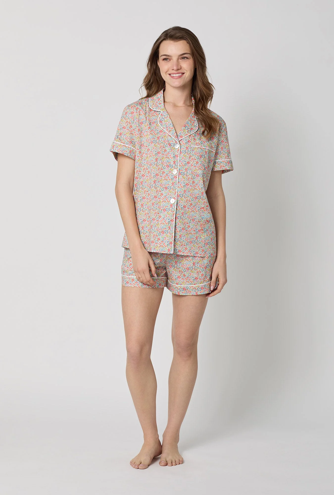 Emma & Georgina Short Sleeve Classic Shorty Woven Tana Lawn® PJ Set Made with Liberty Fabric