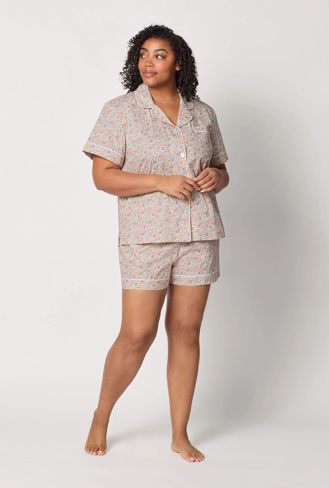 Emma & Georgina Short Sleeve Classic Shorty Woven Tana Lawn® PJ Set Made with Liberty Fabric - Image 5