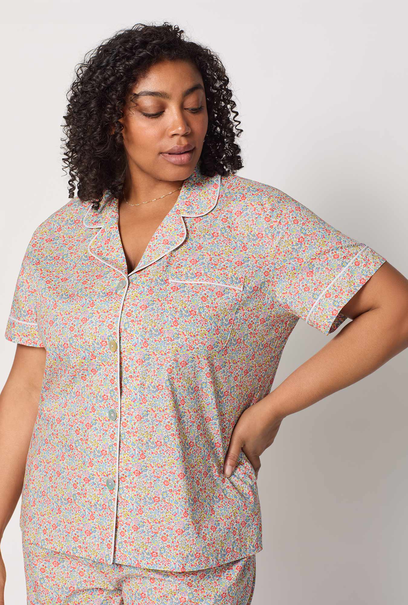Emma & Georgina Short Sleeve Classic Shorty Woven Tana Lawn® PJ Set Made with Liberty Fabric - Image 7