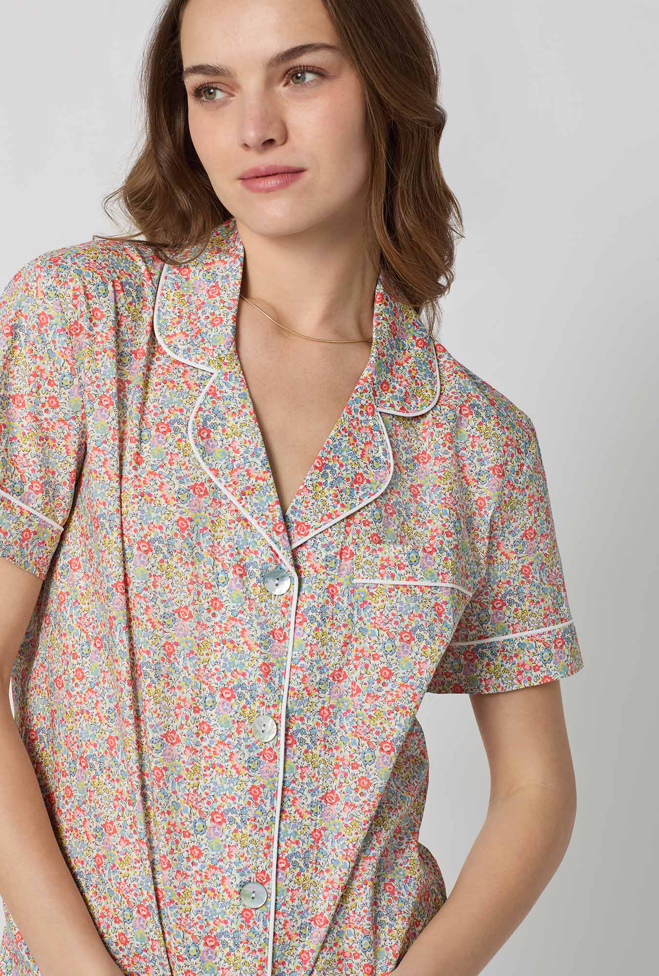 Emma & Georgina Short Sleeve Classic Woven Tana Lawn® Cropped Pj Set Made With Liberty Fabric - Image 4