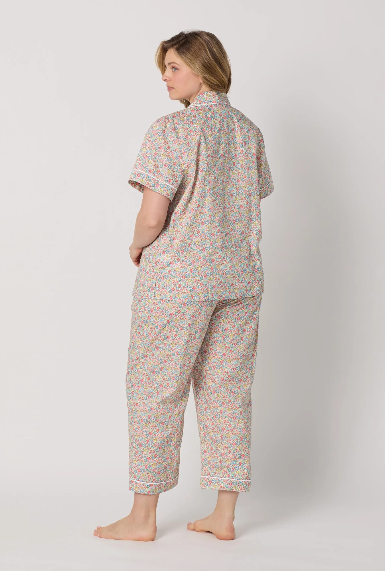 Emma & Georgina Short Sleeve Classic Woven Tana Lawn® Cropped Pj Set Made With Liberty Fabric - Image 6