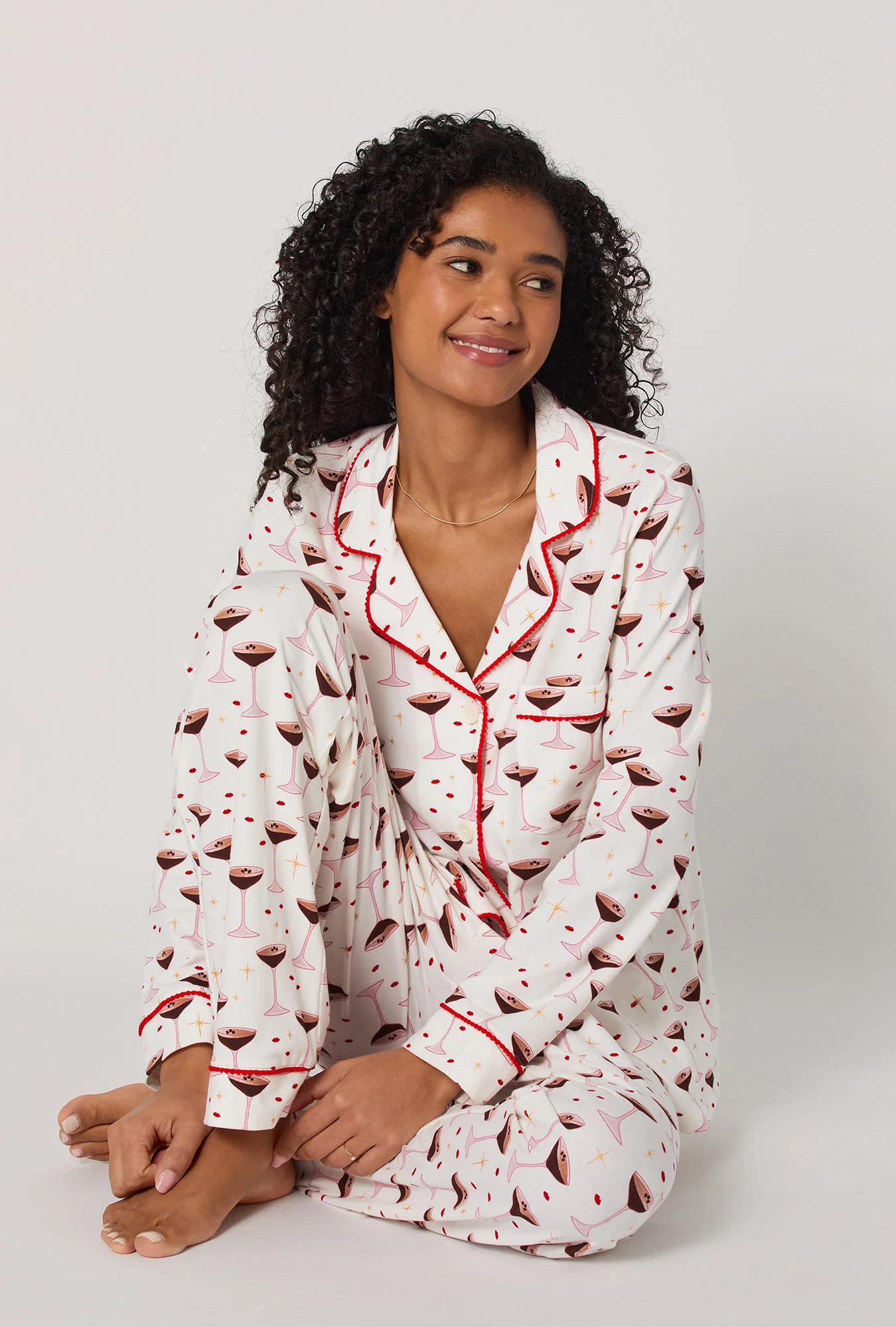 Espresso Kisses Long Sleeve Classic Stretch Jersey Pj Set