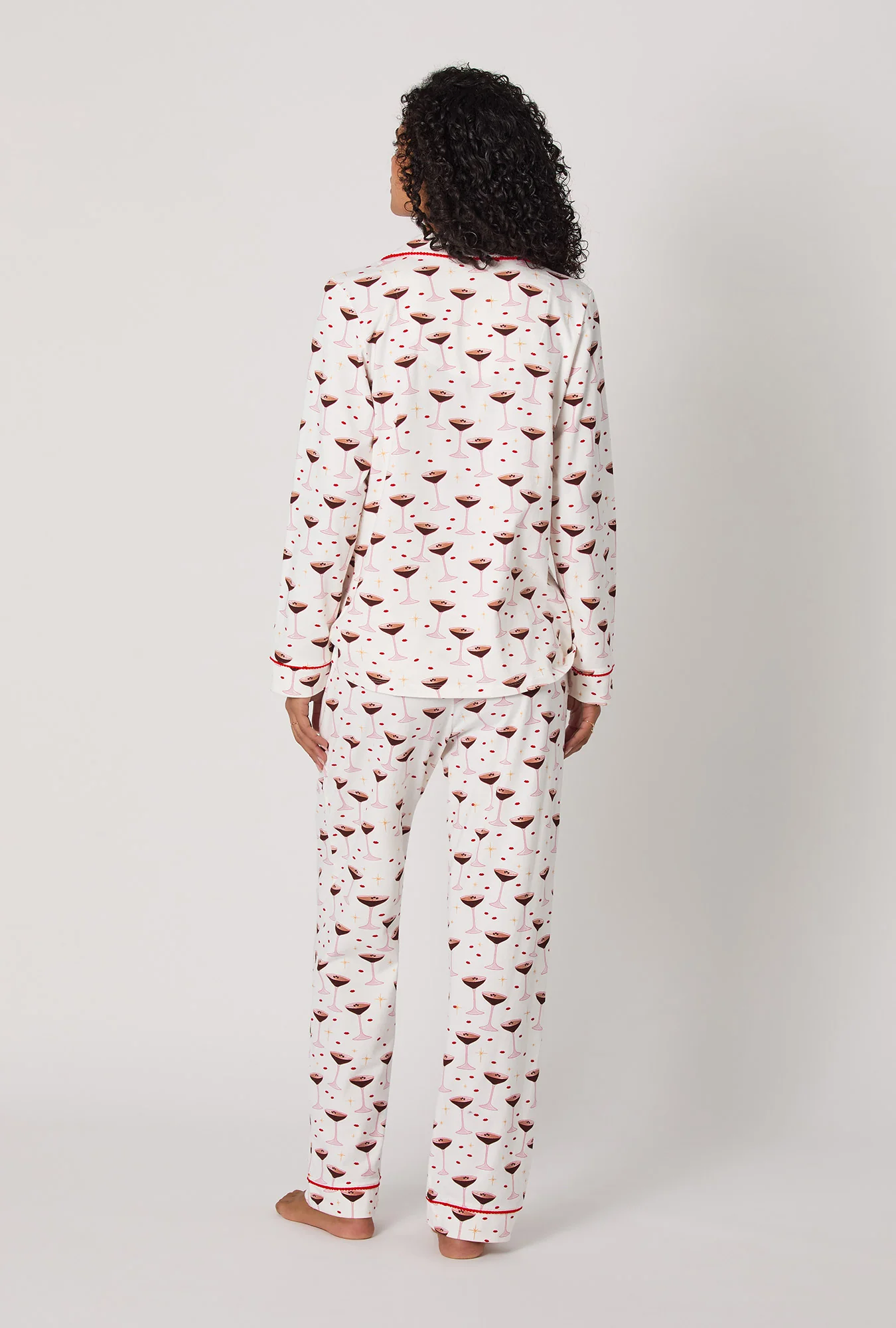 Espresso Kisses Long Sleeve Classic Stretch Jersey Pj Set - Image 4