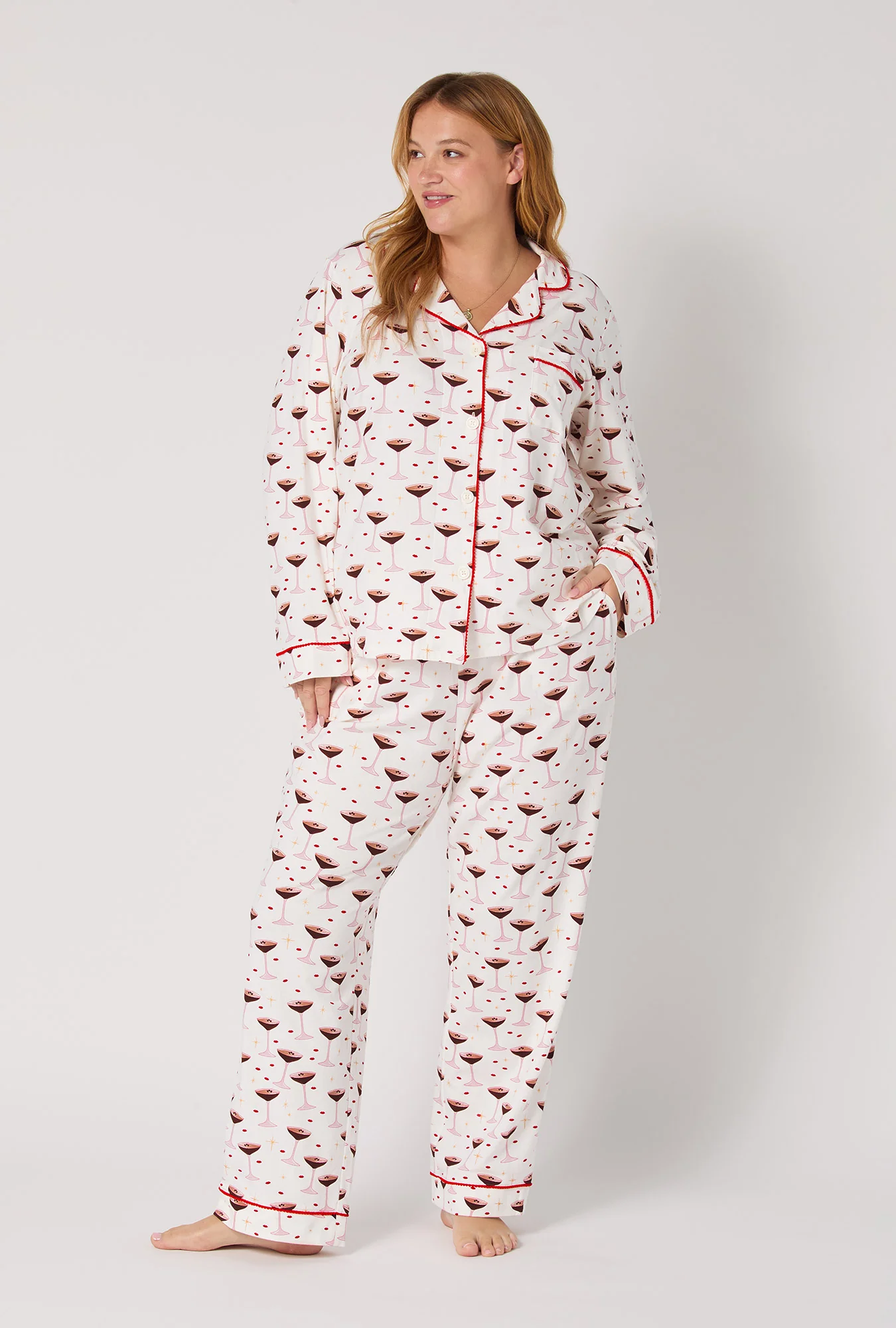 Espresso Kisses Long Sleeve Classic Stretch Jersey Pj Set - Image 5
