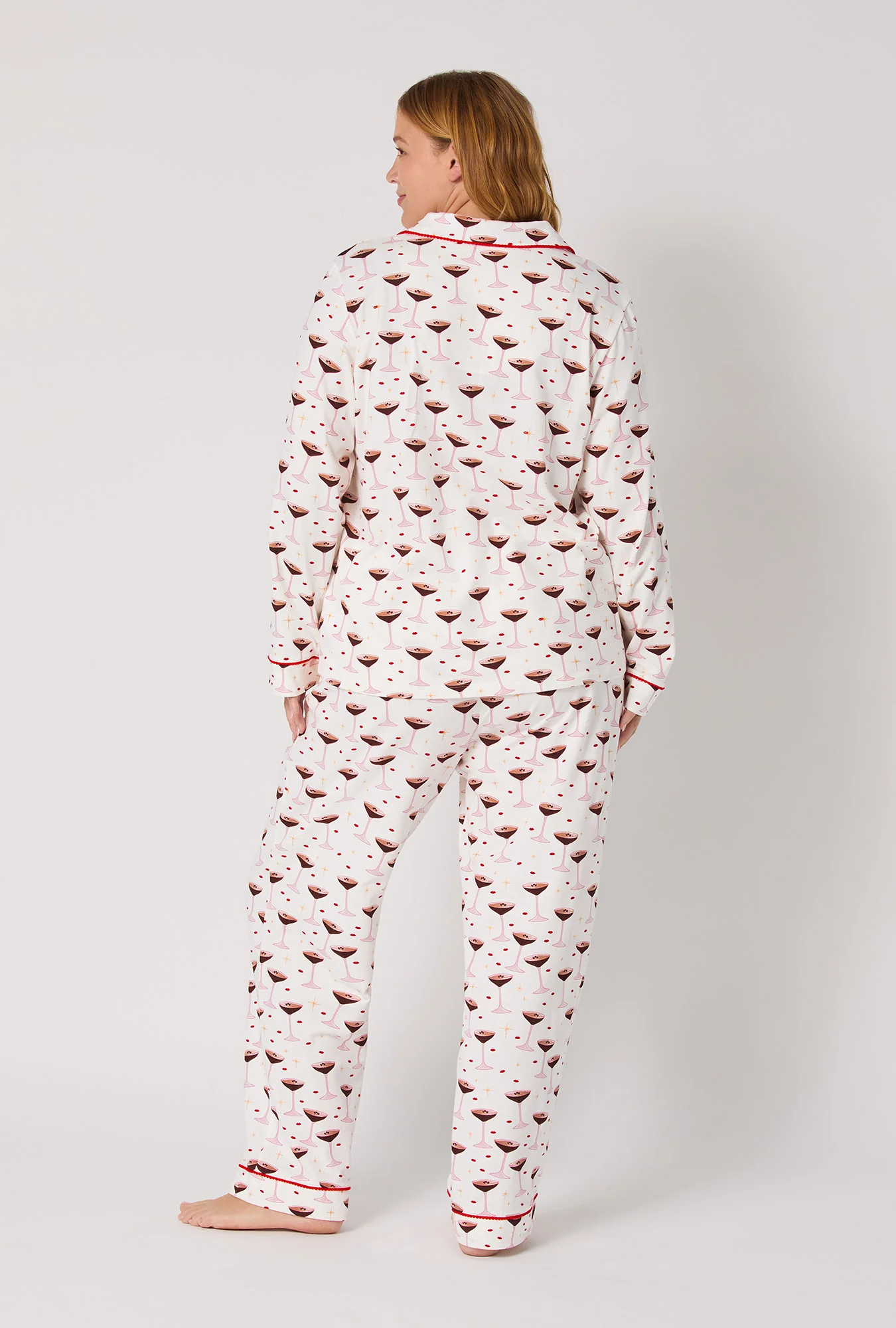 Espresso Kisses Long Sleeve Classic Stretch Jersey Pj Set - Image 6