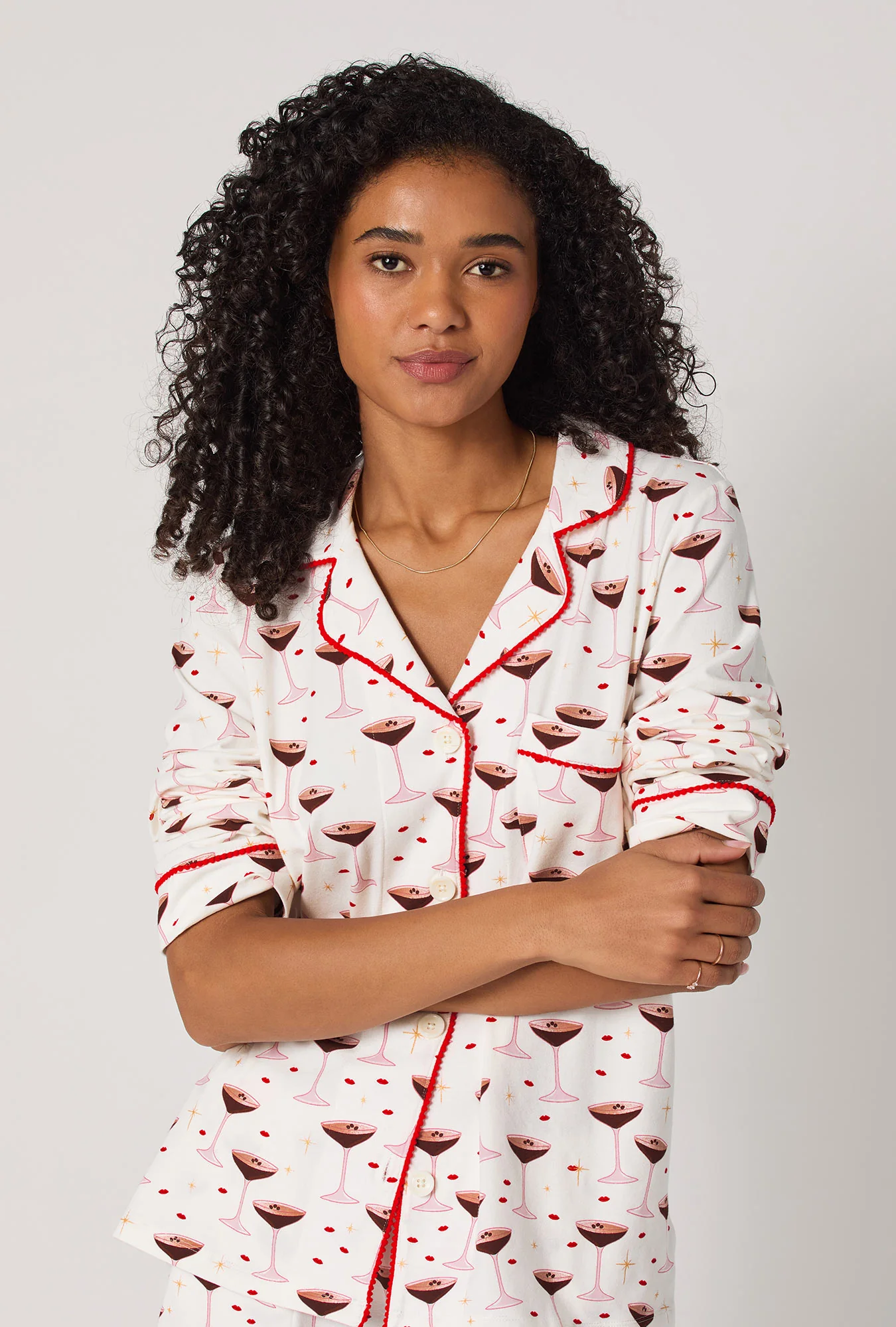 Espresso Kisses Long Sleeve Classic Stretch Jersey Shorty Pj Set - Image 3