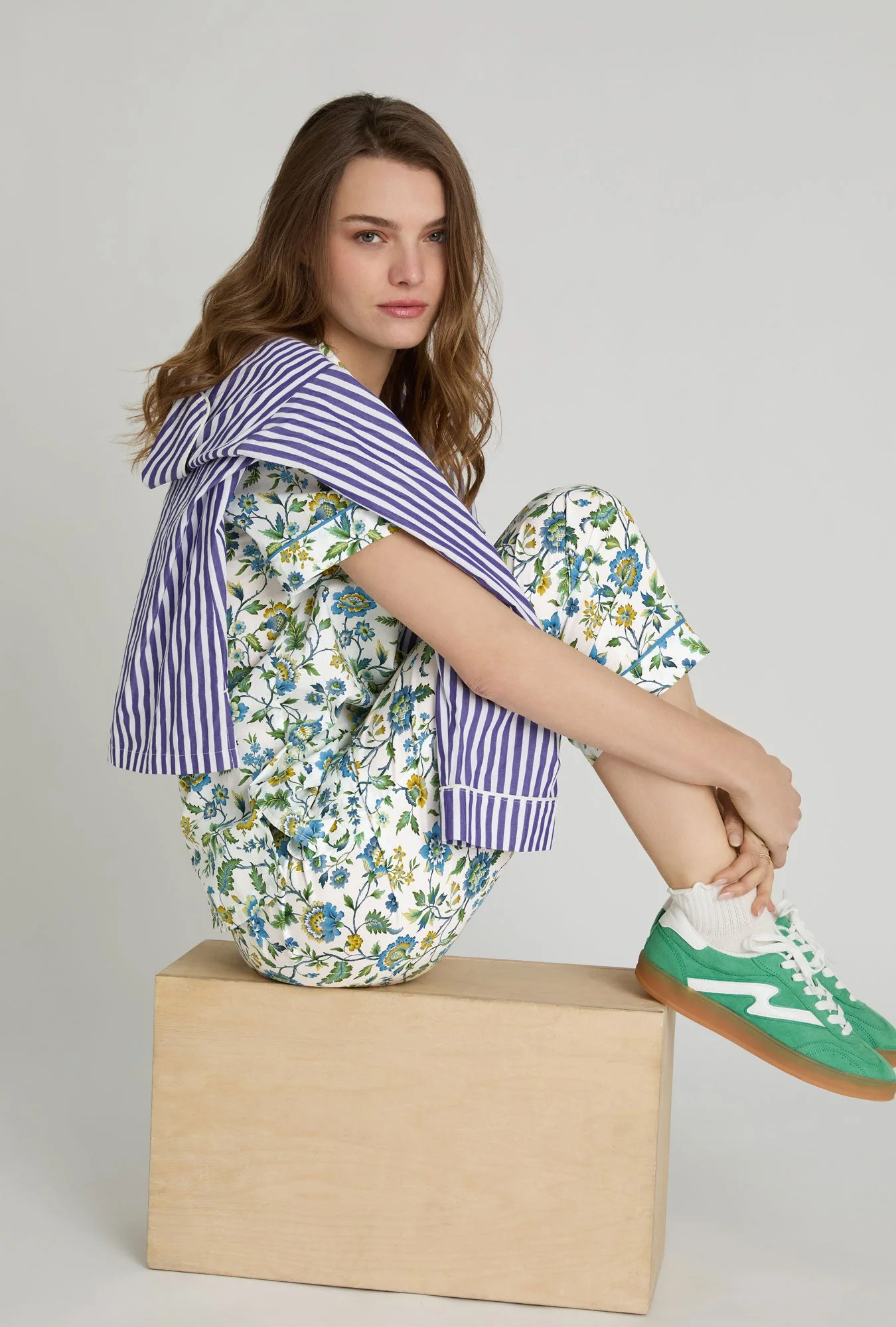 Eva Belle Short Sleeve Classic Woven Tana Lawn® Cropped Pj Set Made With Liberty Fabric