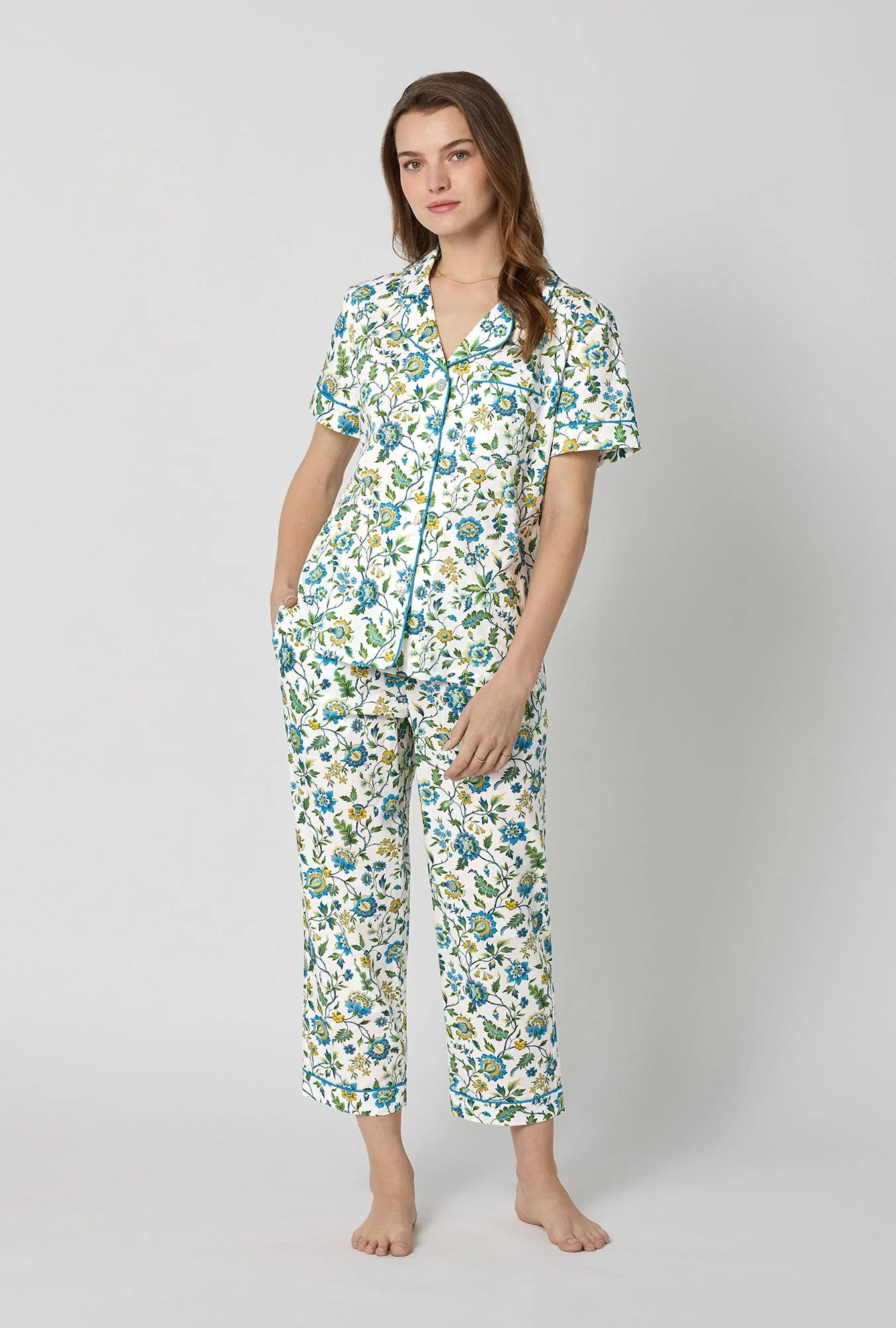 Eva Belle Short Sleeve Classic Woven Tana Lawn® Cropped Pj Set Made With Liberty Fabric - Image 3