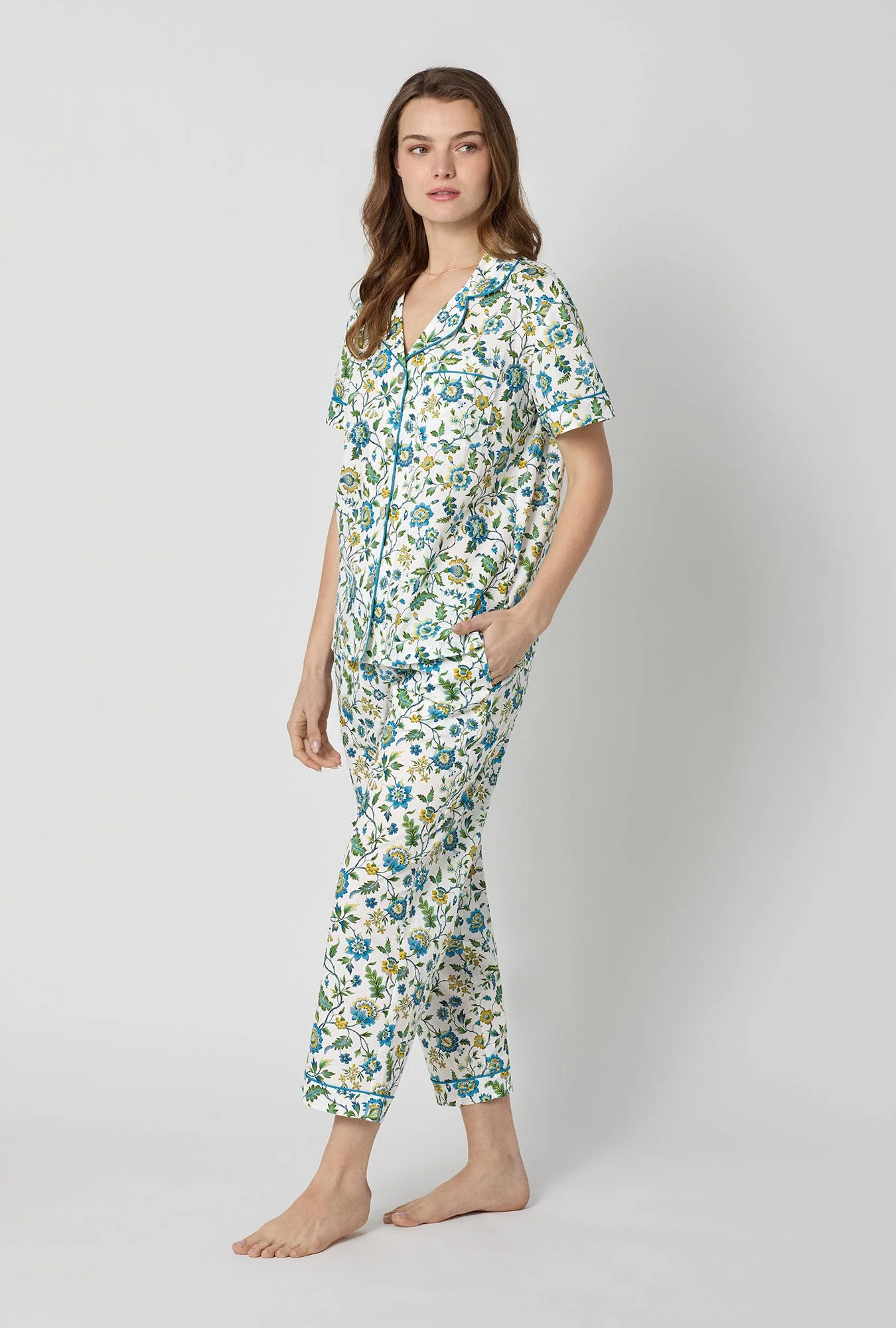Eva Belle Short Sleeve Classic Woven Tana Lawn® Cropped Pj Set Made With Liberty Fabric - Image 4