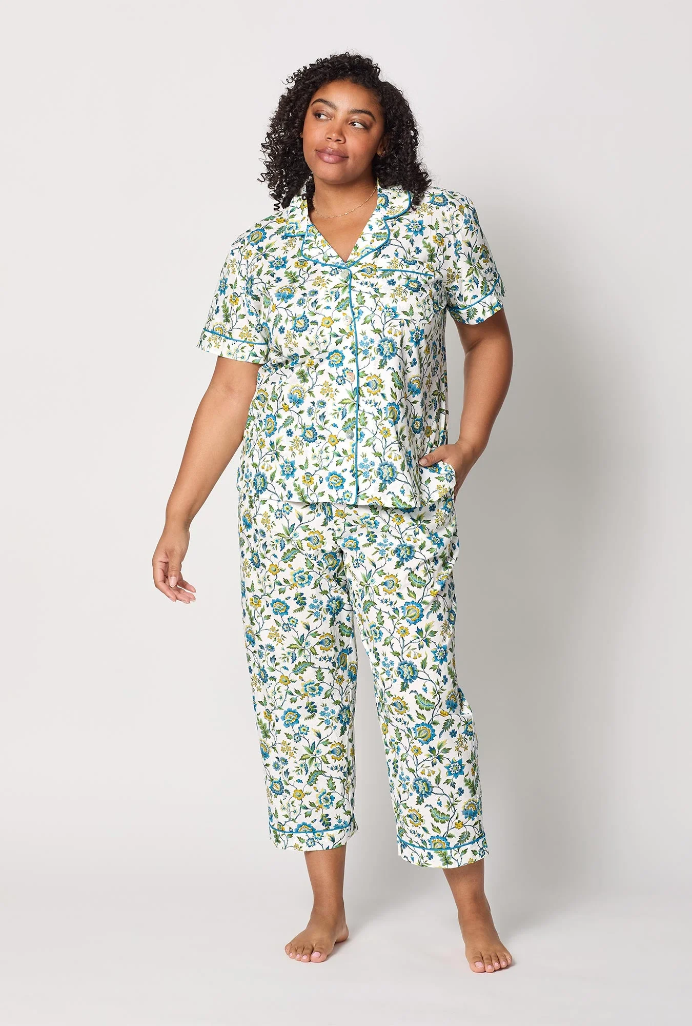 Eva Belle Short Sleeve Classic Woven Tana Lawn® Cropped Pj Set Made With Liberty Fabric - Image 6