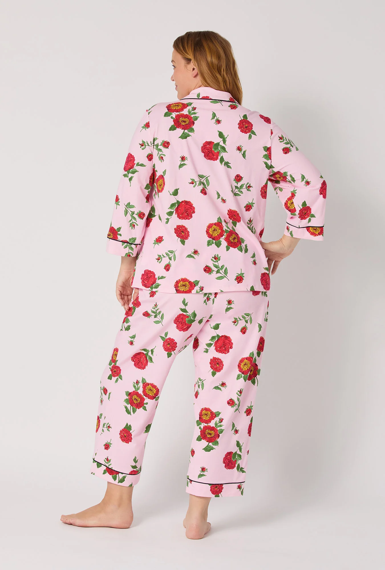 Falling Blooms 3/4 Sleeve Classic Stretch Jersey Cropped Pj Set - Image 5