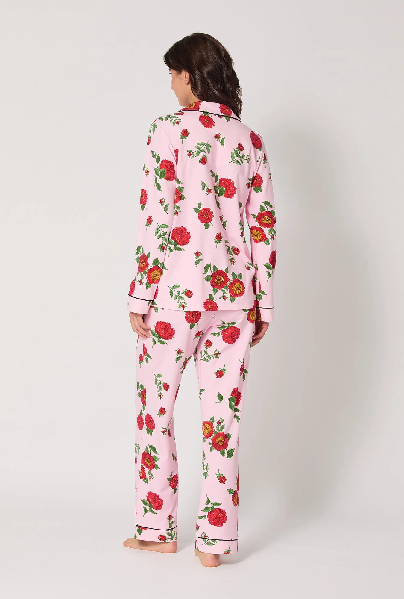 Falling Blooms Long Sleeve Classic Stretch Jersey Pj Set - Image 3