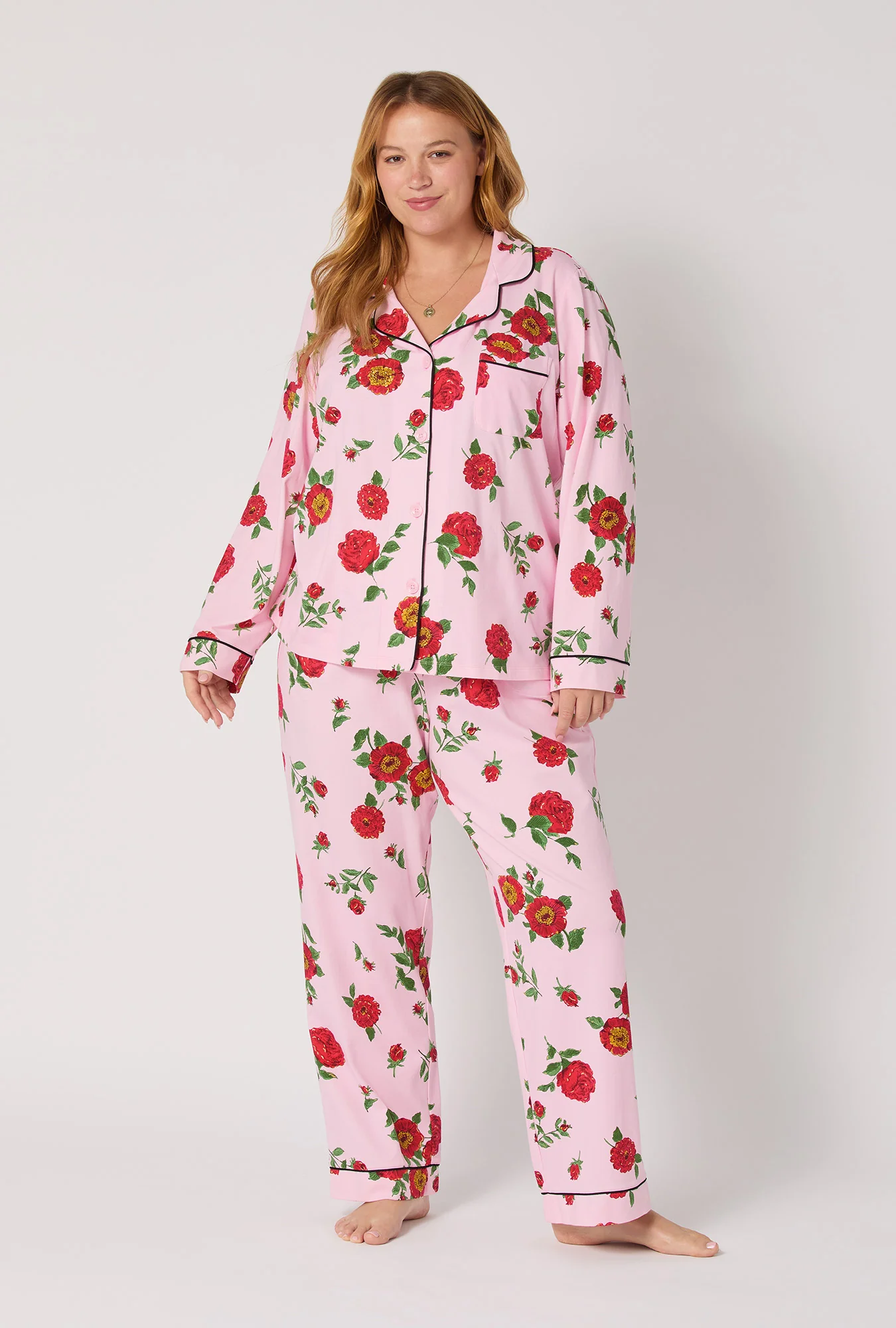 Falling Blooms Long Sleeve Classic Stretch Jersey Pj Set - Image 5