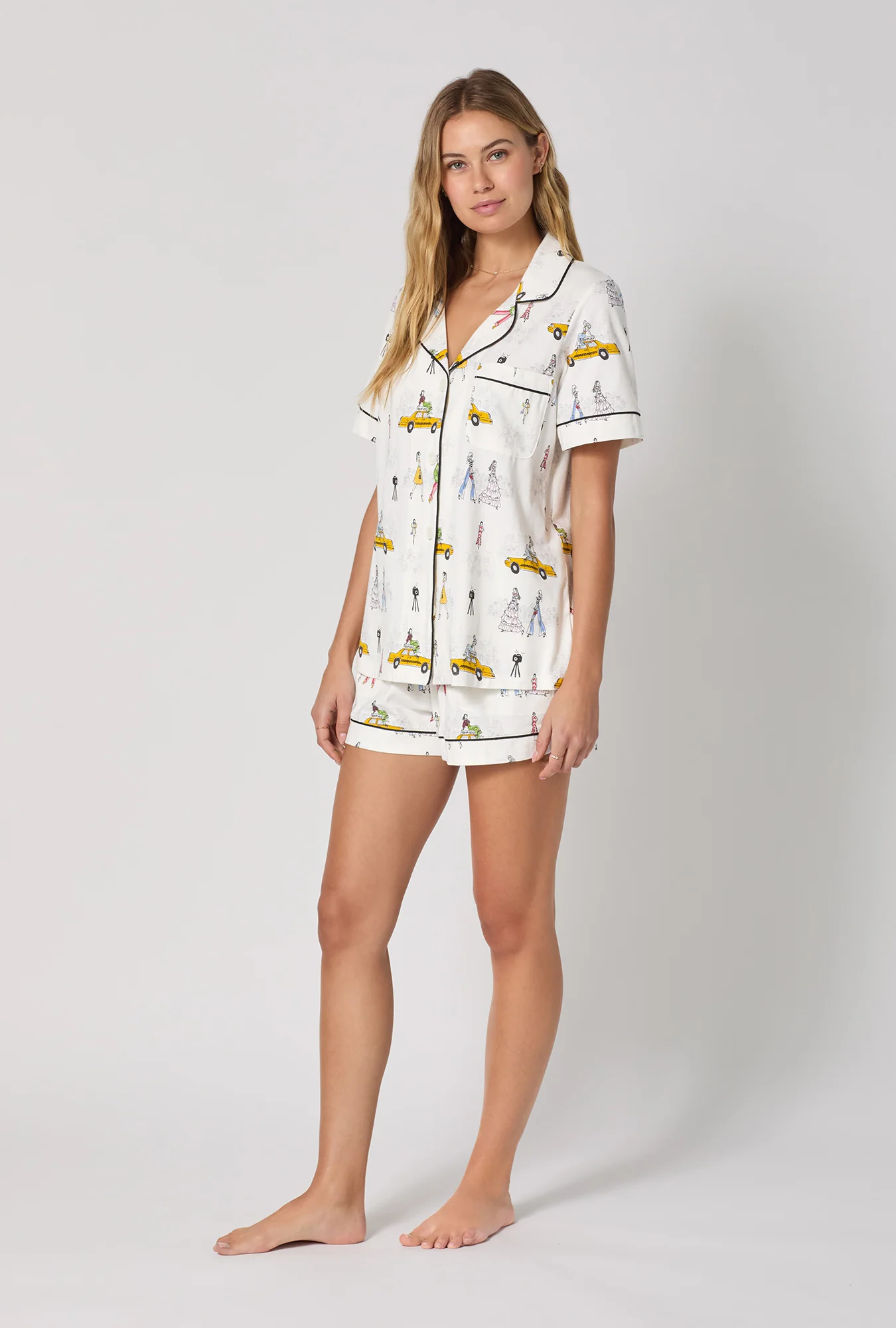 Fashion Week Short Sleeve Classic Shorty Stretch Jersey Pj Set - Image 2