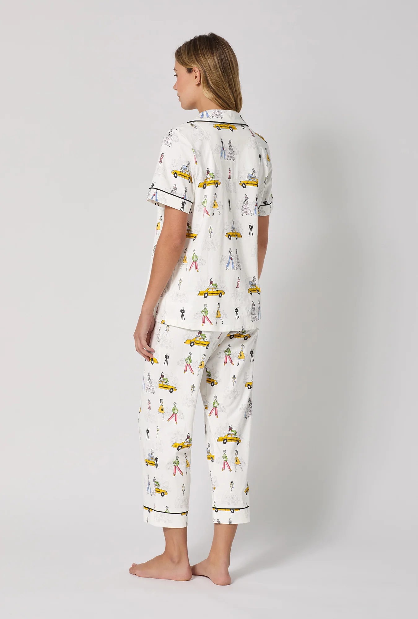 Fashion Week Short Sleeve Classic Stretch Jersey Cropped Pj Set - Image 3