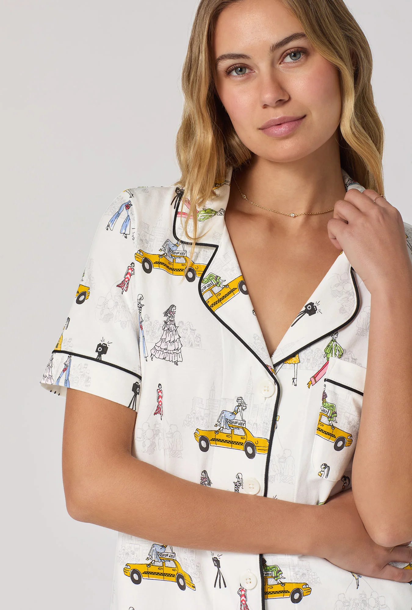 Fashion Week Short Sleeve Classic Stretch Jersey Cropped Pj Set - Image 4