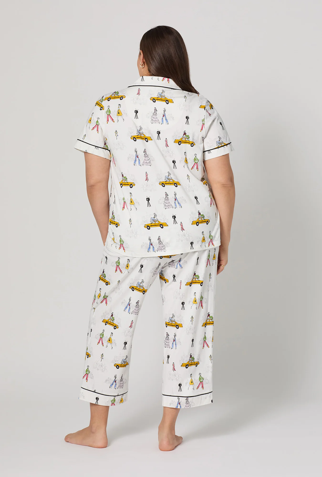 Fashion Week Short Sleeve Classic Stretch Jersey Cropped Pj Set - Image 5