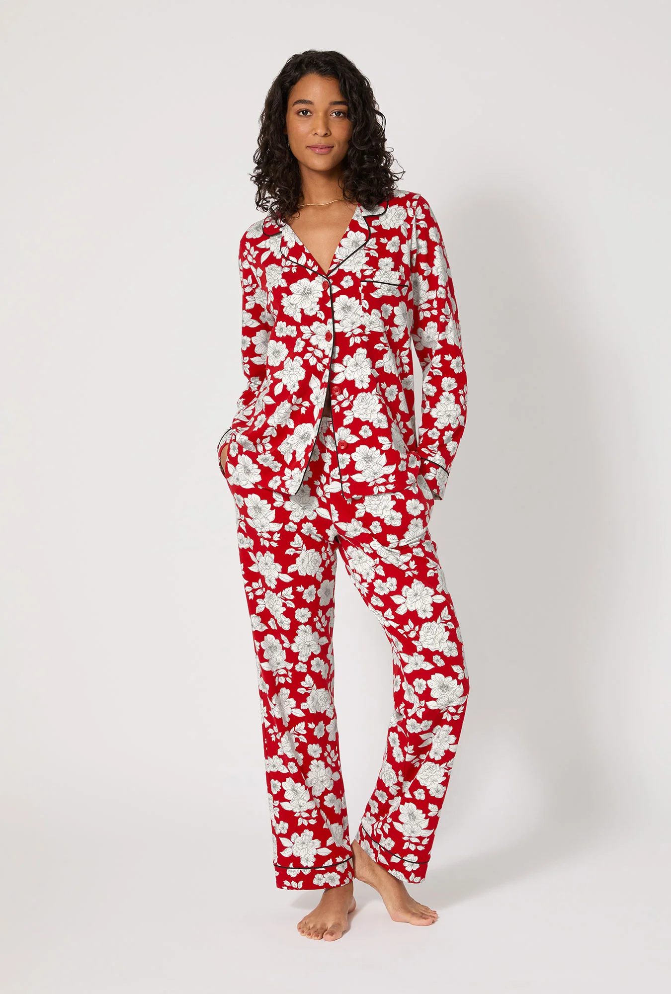 Floral Charm Long Sleeve Classic Stretch Jersey Pj Set - Image 2